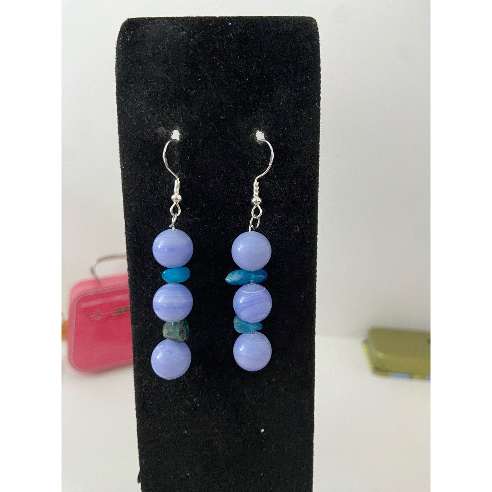 Handmade Handmade Blue lace agate and apatite chip bead earrings Size ONE SIZE - 1 Thumbnail