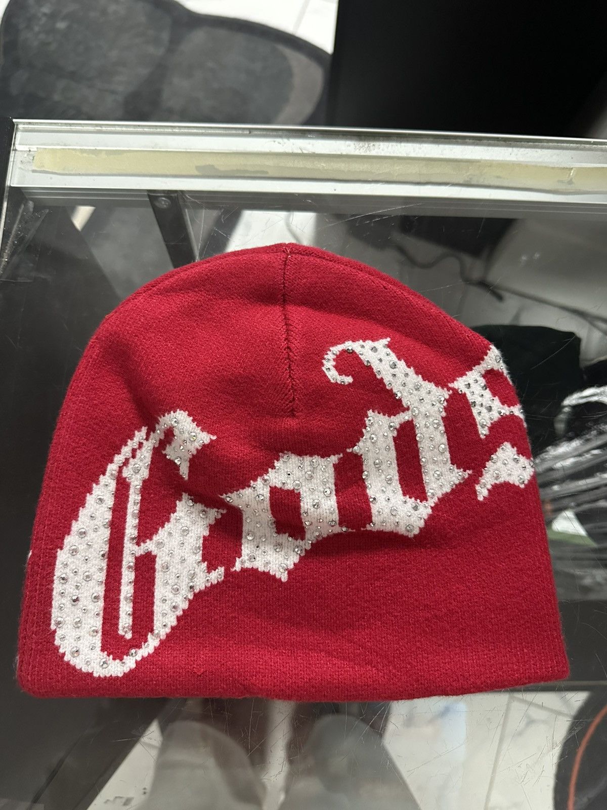 Godspeed Godspeed Rinestone Beanie (Red/White) Size ONE SIZE - 1 Thumbnail