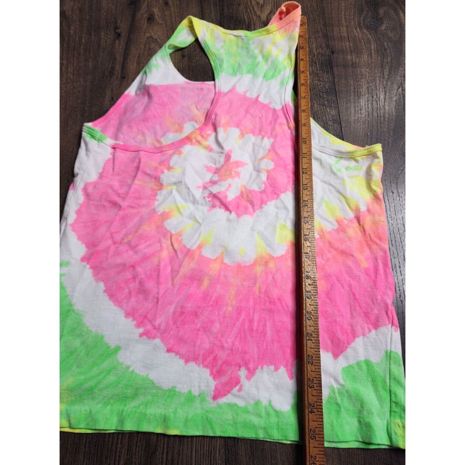 Vintage VINTAGE Sun Triangle Men's Tank Top 1980s Tie Dye Neon White Cotton Casual M/L Unisex Size US M / EU 48-50 / 2 - 3 Thumbnail