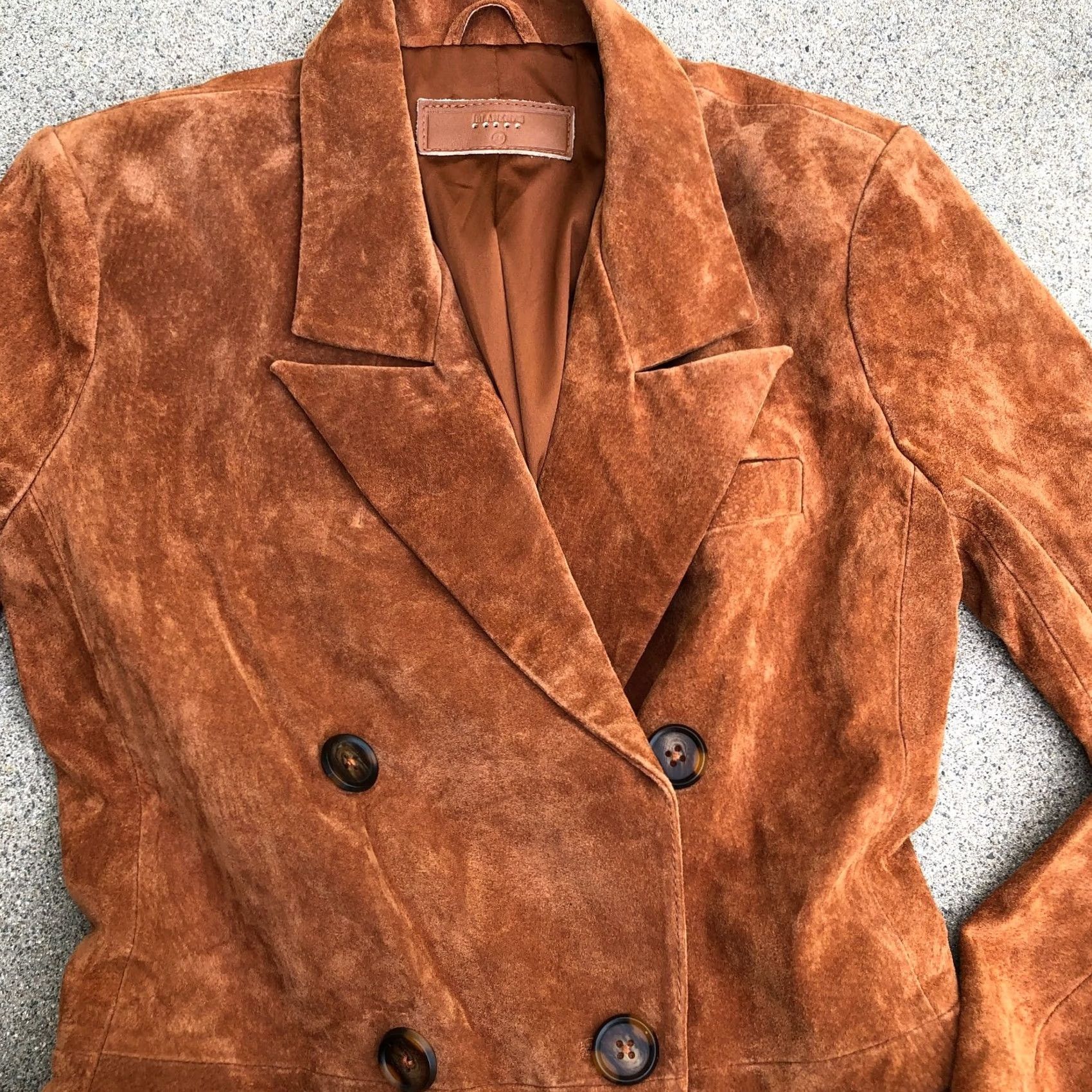 Vintage BLANKNYC Leather Suede Double Trench Coat Jacket Women's XS Brown Long Sleeve Trench Coat Mens? Size XS / US 0-2 / IT 36-38 - 3 Thumbnail