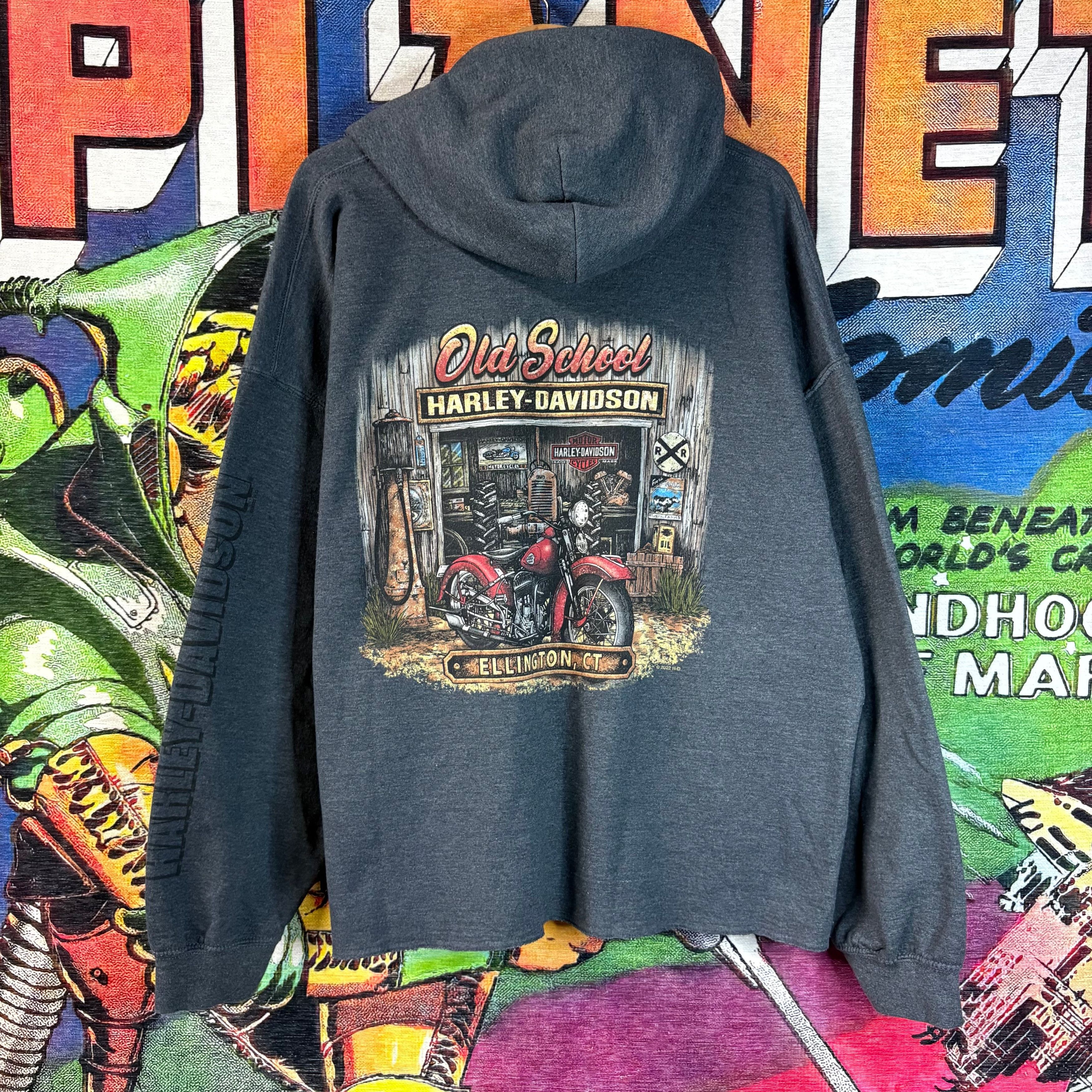 Harley Davidson Harley-Davidson Old School Ellington,CT Pullover Hoodie Size US XXL / EU 58 / 5 - 1 Thumbnail