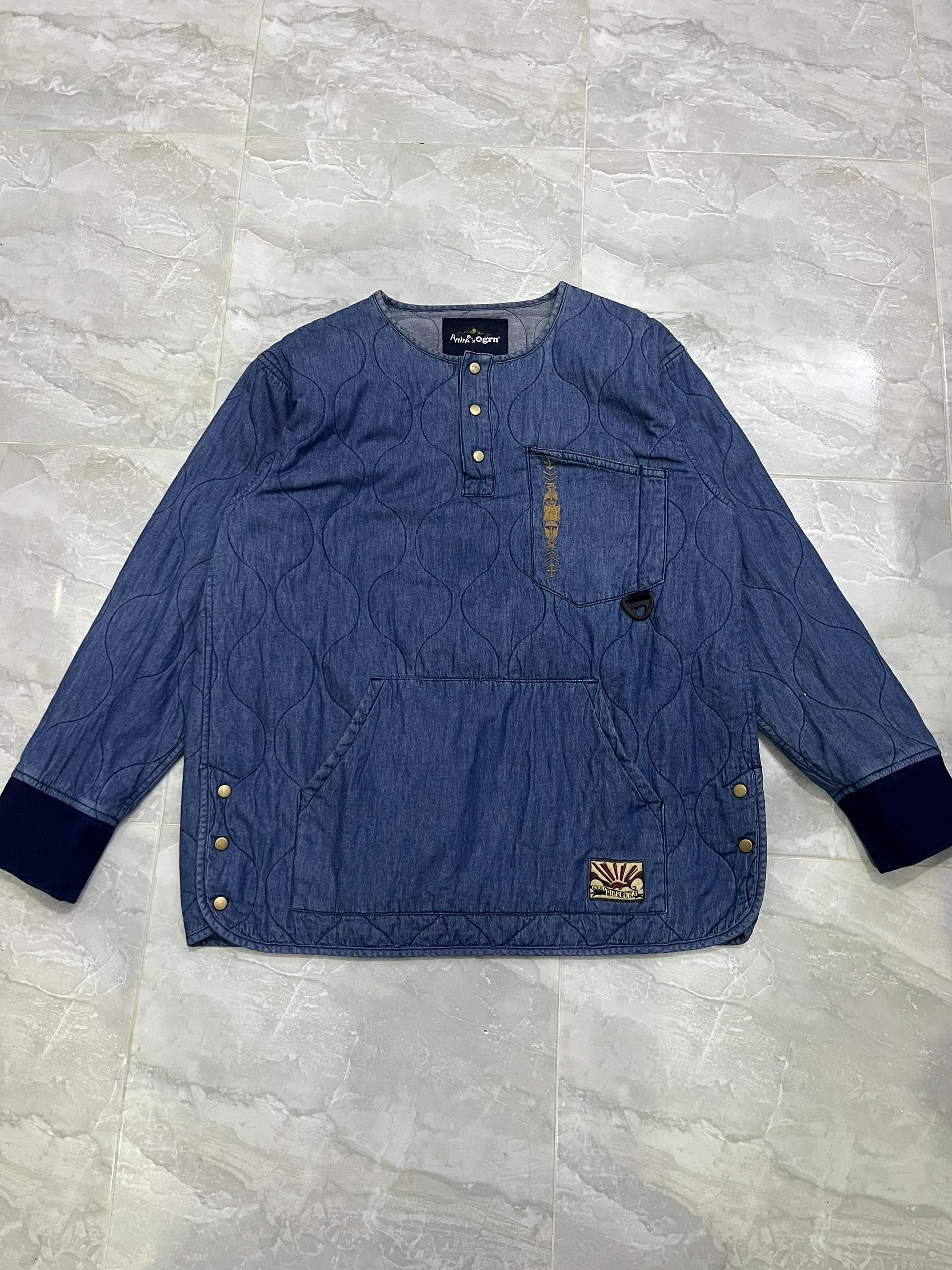 GRN Amina x grn Embroidered Indigo Quilt Jacket Size US L / EU 52-54 / 3 - 14 Thumbnail