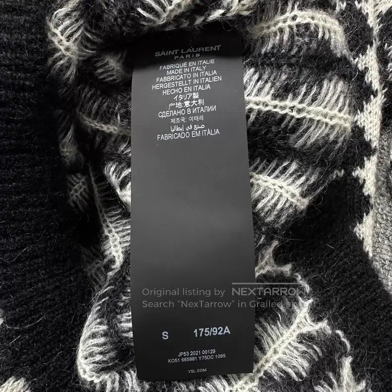 Saint Laurent Paris Saint Laurent Paris Black and White Diamond High-neck Knit Size US S / EU 44-46 / 1 - 8 Thumbnail