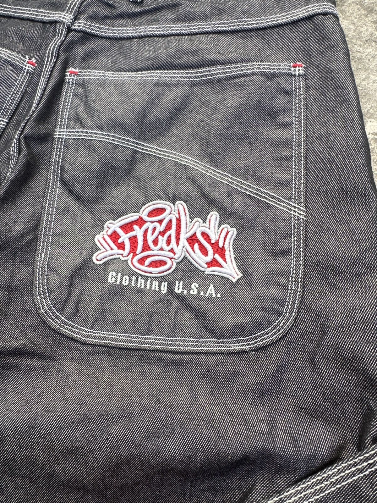Designer Y2K Vintage Freaks Baggy Denim Shorts Streetwear Rare USA L Size US 34 / EU 50 - 4 Thumbnail