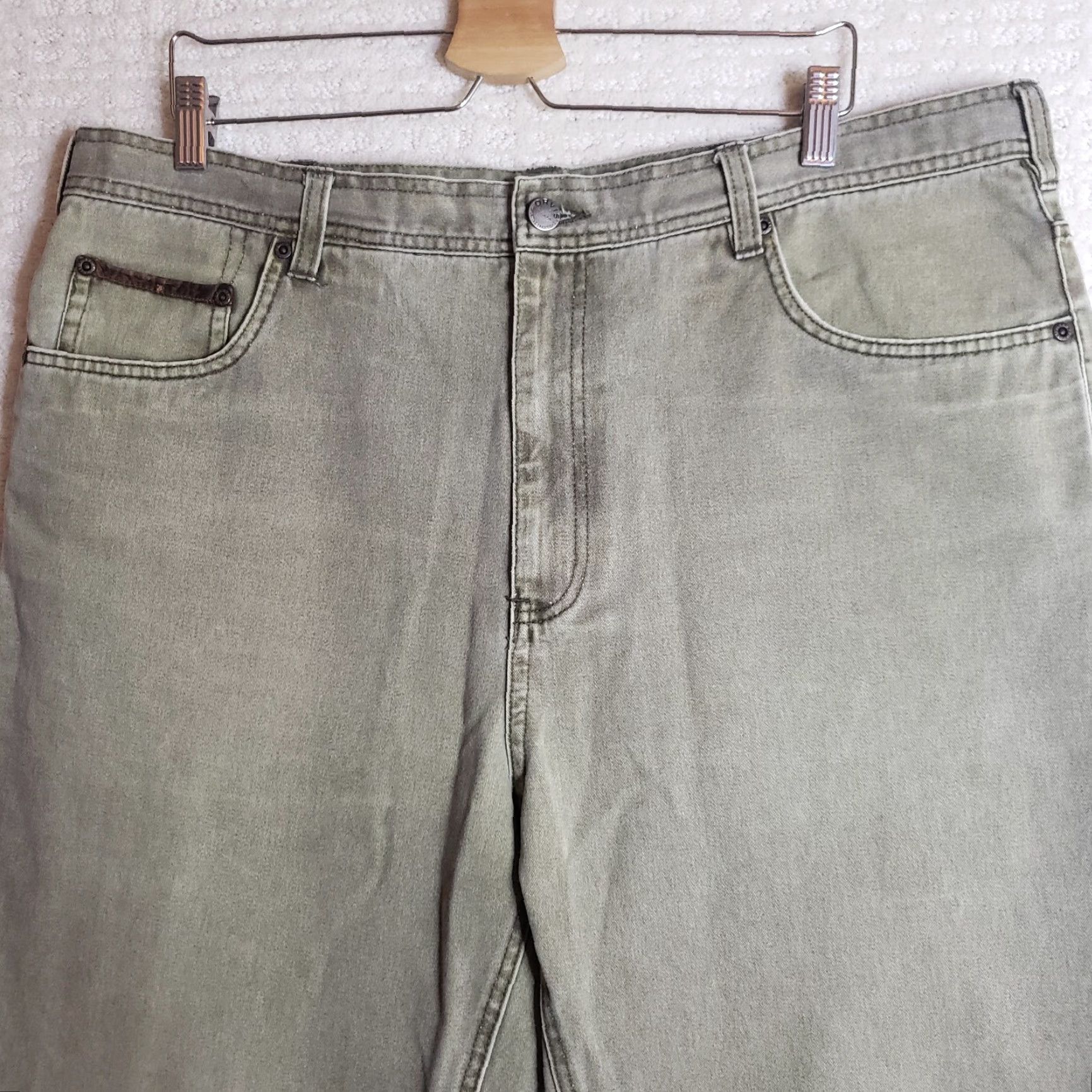 Orvis Orvis Pants Men 40x31 Olive Green 5-Pocket Leather Trim Denim Pants Jeans Straight Leg Size US 40 / EU 56 - 4 Thumbnail