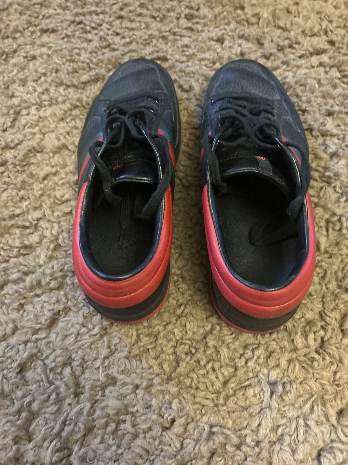 Gucci Black/Red Gucci Leather Sneakers Size US 10.5 / EU 43-44 - 5 Thumbnail