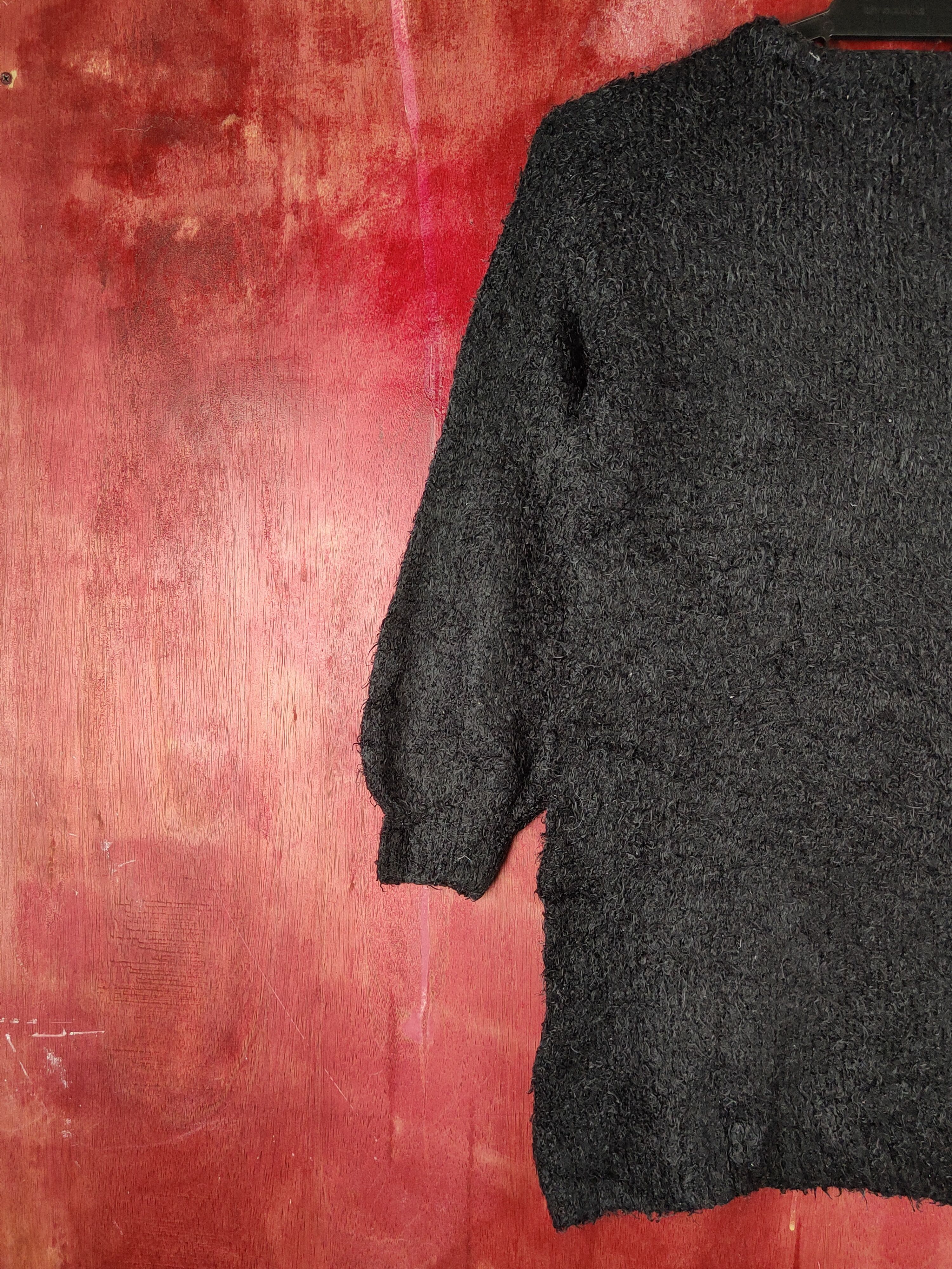 GU GU Black Shag Shaggy Fur Mohair Knitwear #S2161 Size S / US 4 / IT 40 - 8 Thumbnail