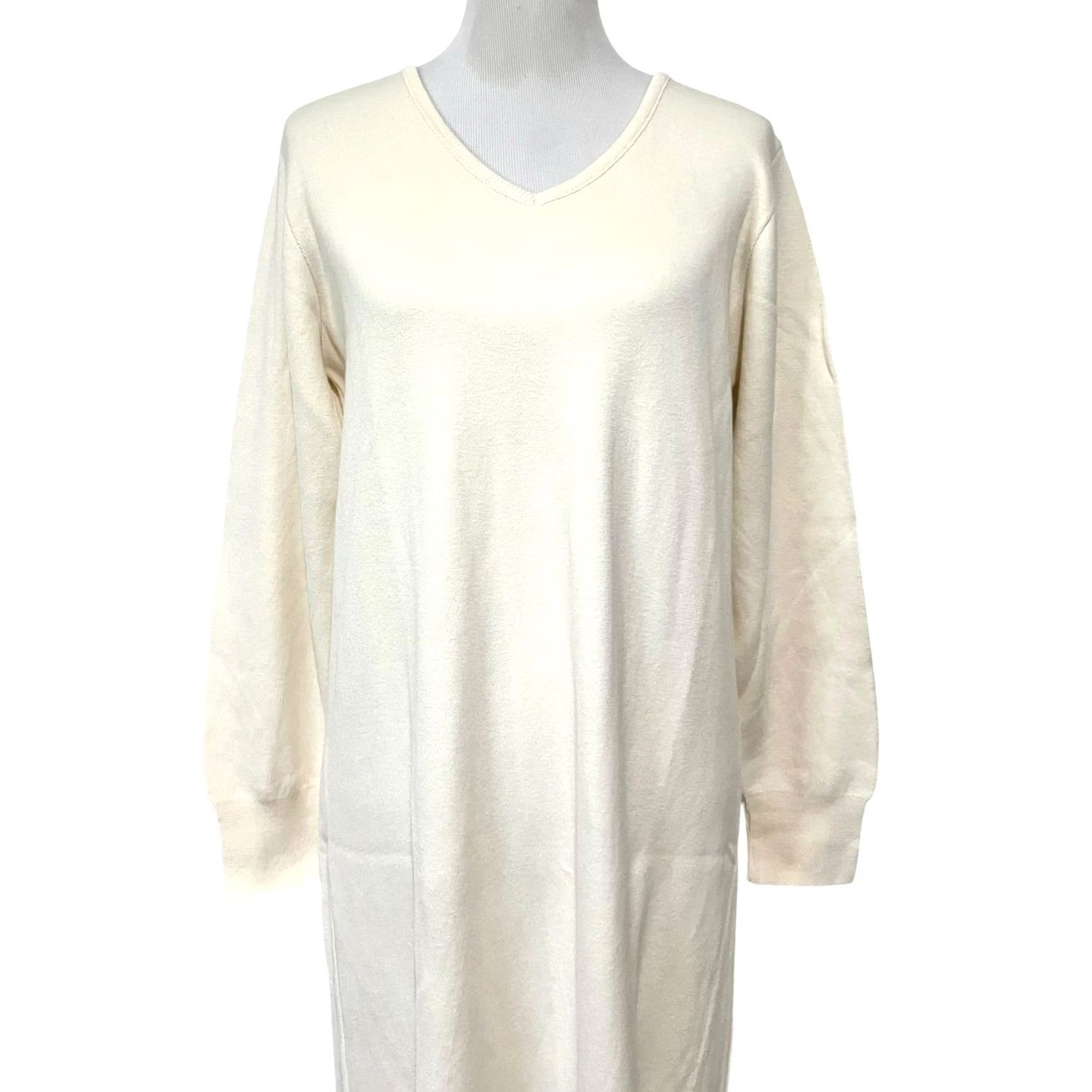 Vintage VINTAGE Joan Vass Sweater Dress Maxi Cotton Knit Ivory Cream Long Sleeve Sz 8-10 (1) Size M / US 6-8 / IT 42-44 - 7 Thumbnail