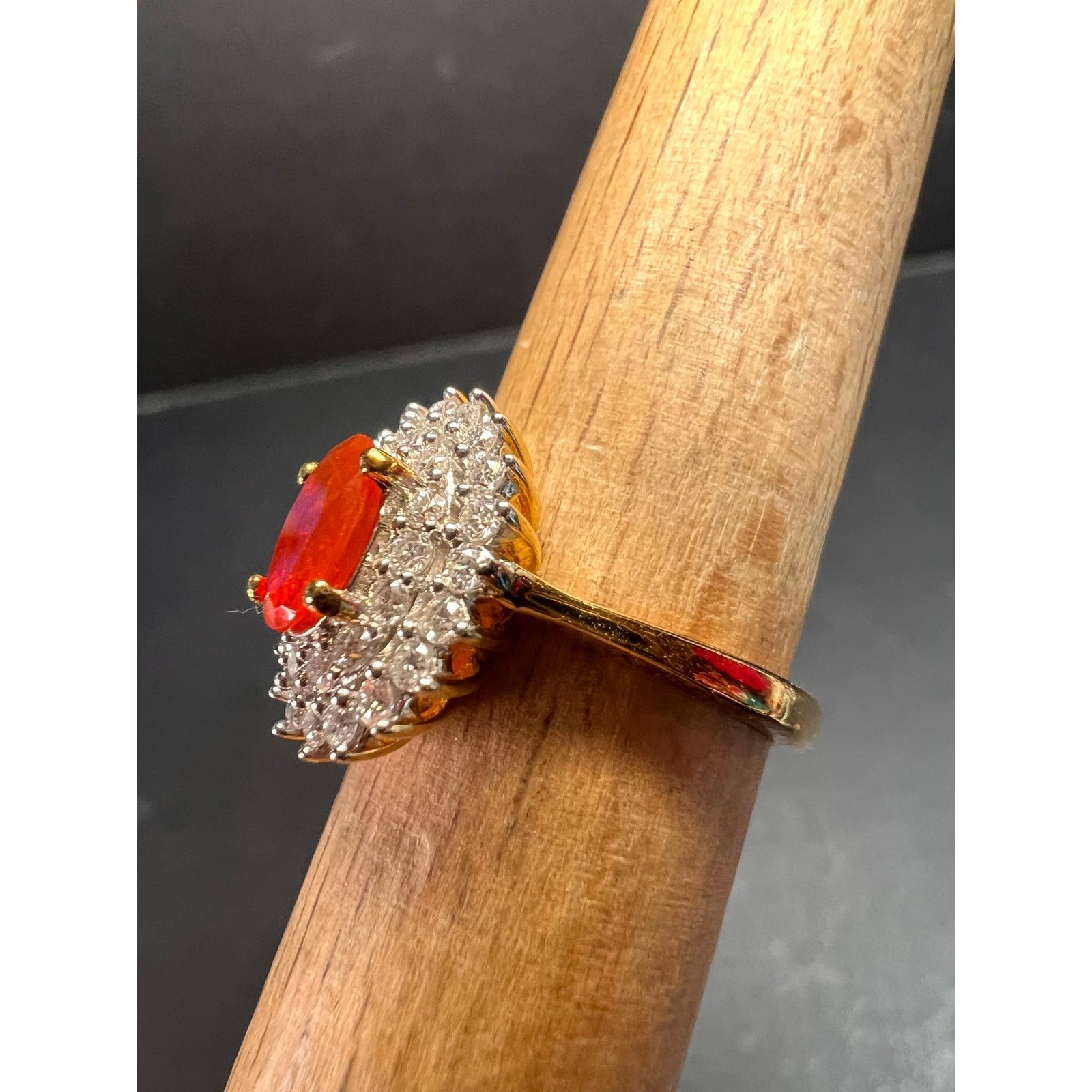 Other Mexican Cherry fire opal moissanite ring in vermeil size 5 Size ONE SIZE - 13 Thumbnail