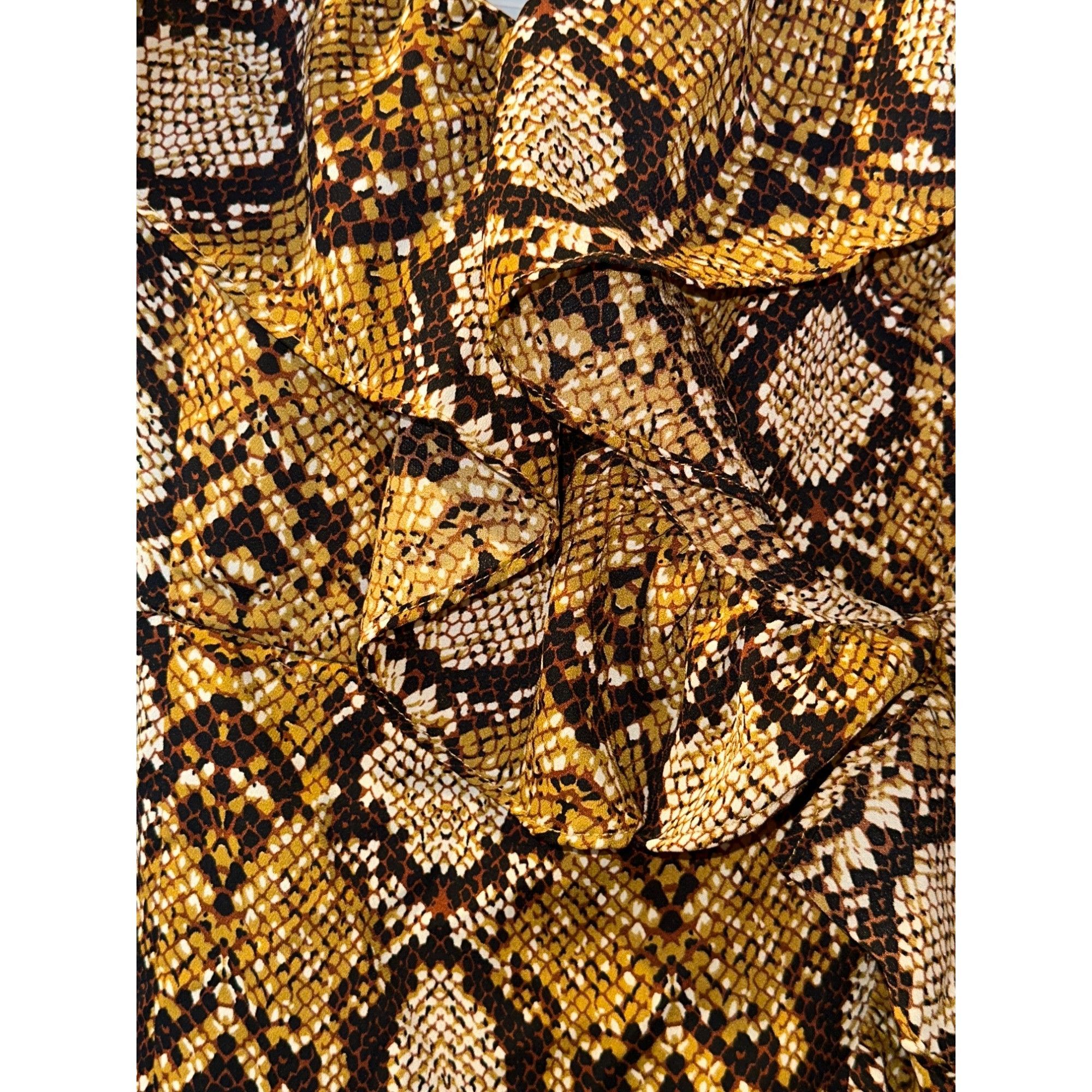 Boohoo Boohoo Snakeskin Print Ruffle Mini Dress Long Sleeve Bold Pa Size XL / US 12-14 / IT 48-50 - 9 Thumbnail