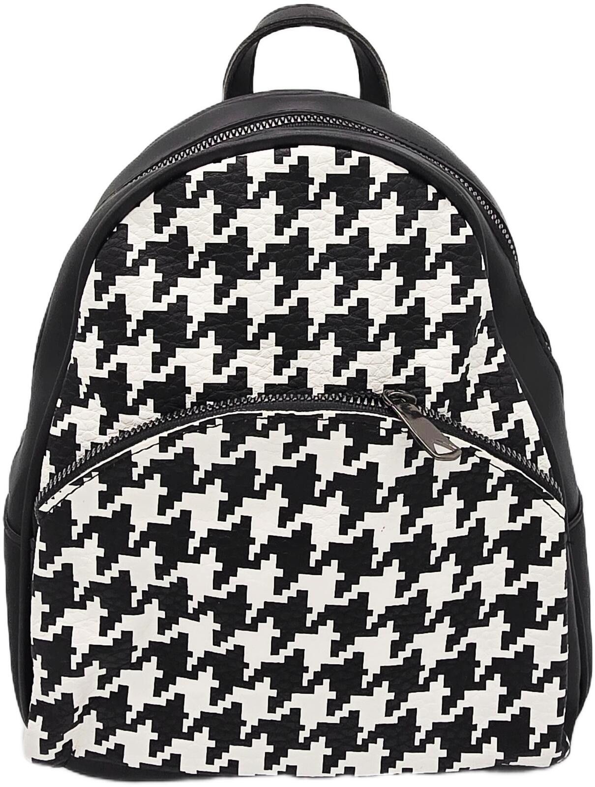 The Unbranded Brand Black and White Houndstooth Pattern Backpack Size ONE SIZE - 1 Thumbnail