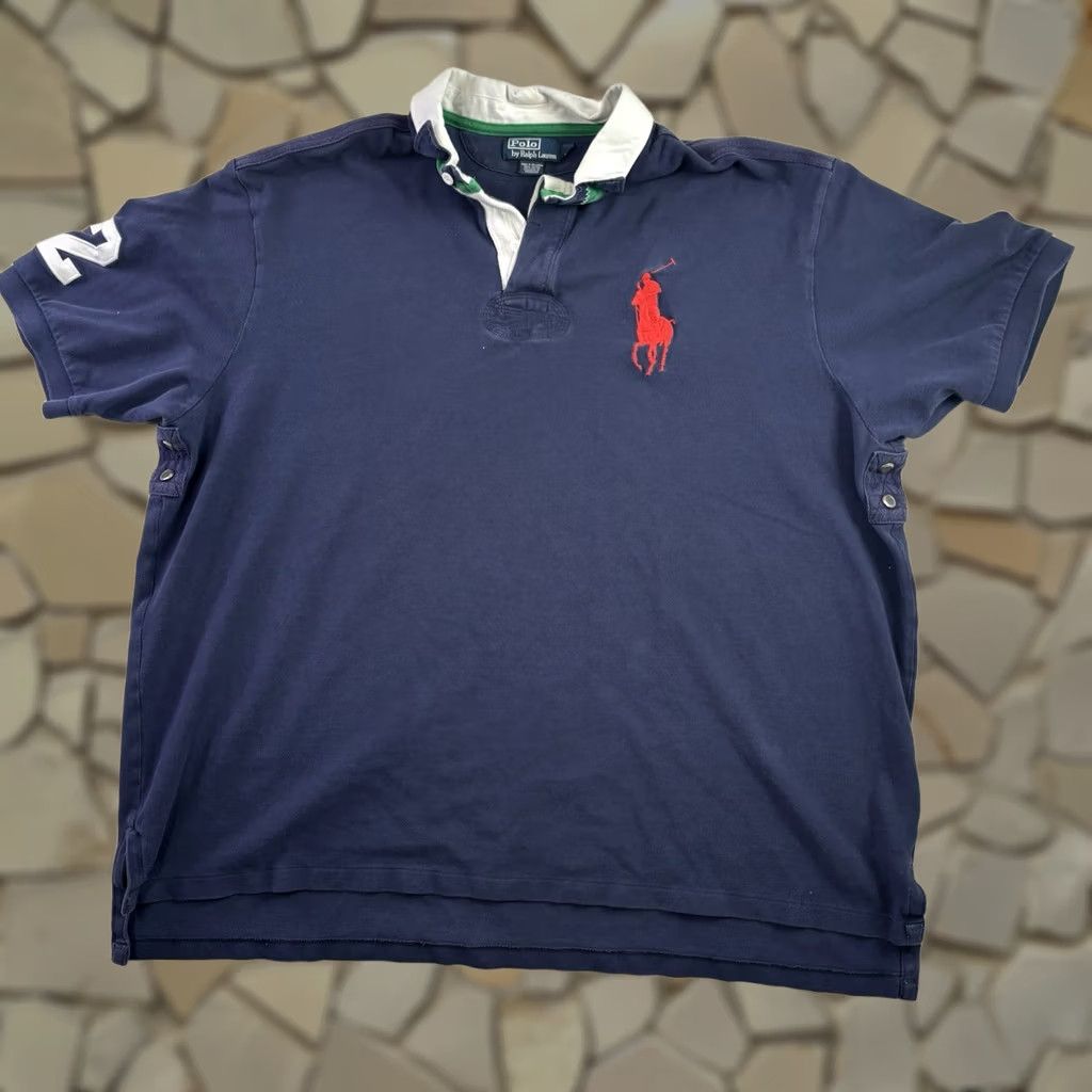 Vintage Polo Ralph Lauren Polo Shirt Men's 3xb Big Blue Short Sleeve Big Pony Logo Solid, Men's (Size Xxl)