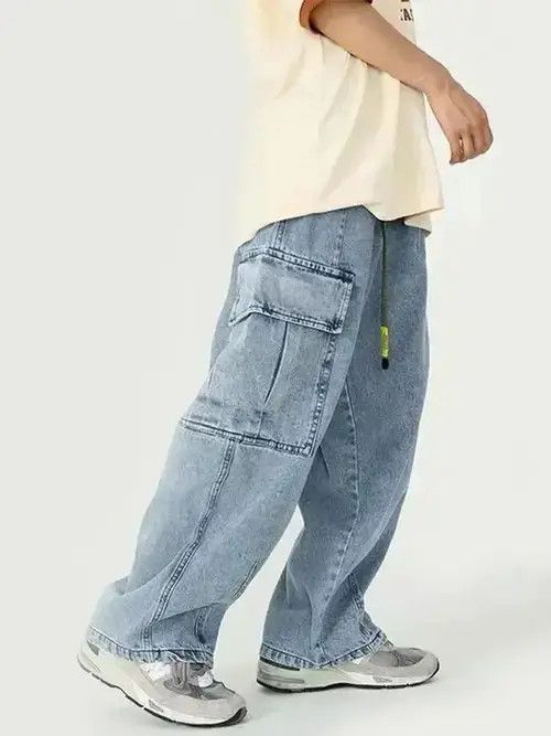 Japanese Brand Baggy Cargo Jeans Trousers Wide Leg Hip Hop Style y2k Size US 36 / EU 52 - 3 Thumbnail