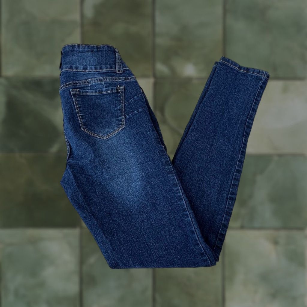 Vintage Bob Jeans Womens Dark Blue Mid Rise Skinny Jeans Stretch 3 Juniors Size 26" / US 2 / IT 38 - 1 Thumbnail