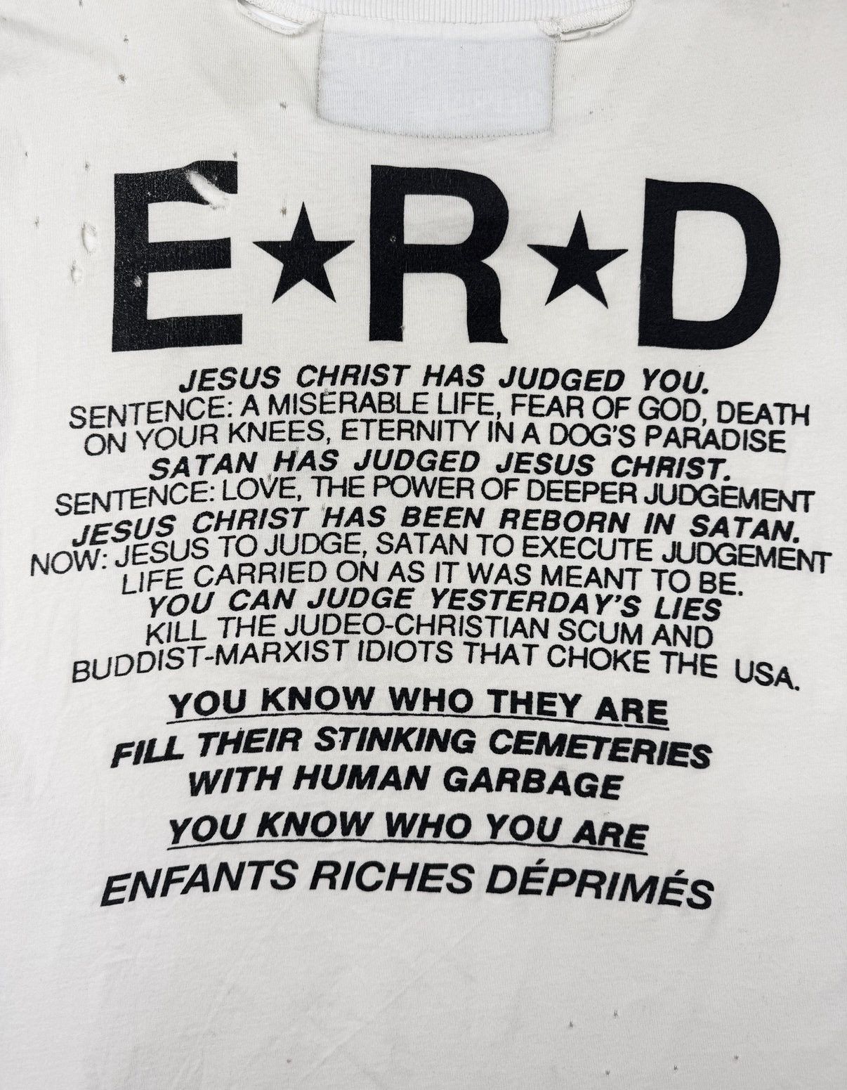 Enfants Riches Deprimes SS16 Enfants Riches Deprimes ‘Jesus Judged You’ Distressed Slogan Tank Top Size US S / EU 44-46 / 1 - 2 Thumbnail
