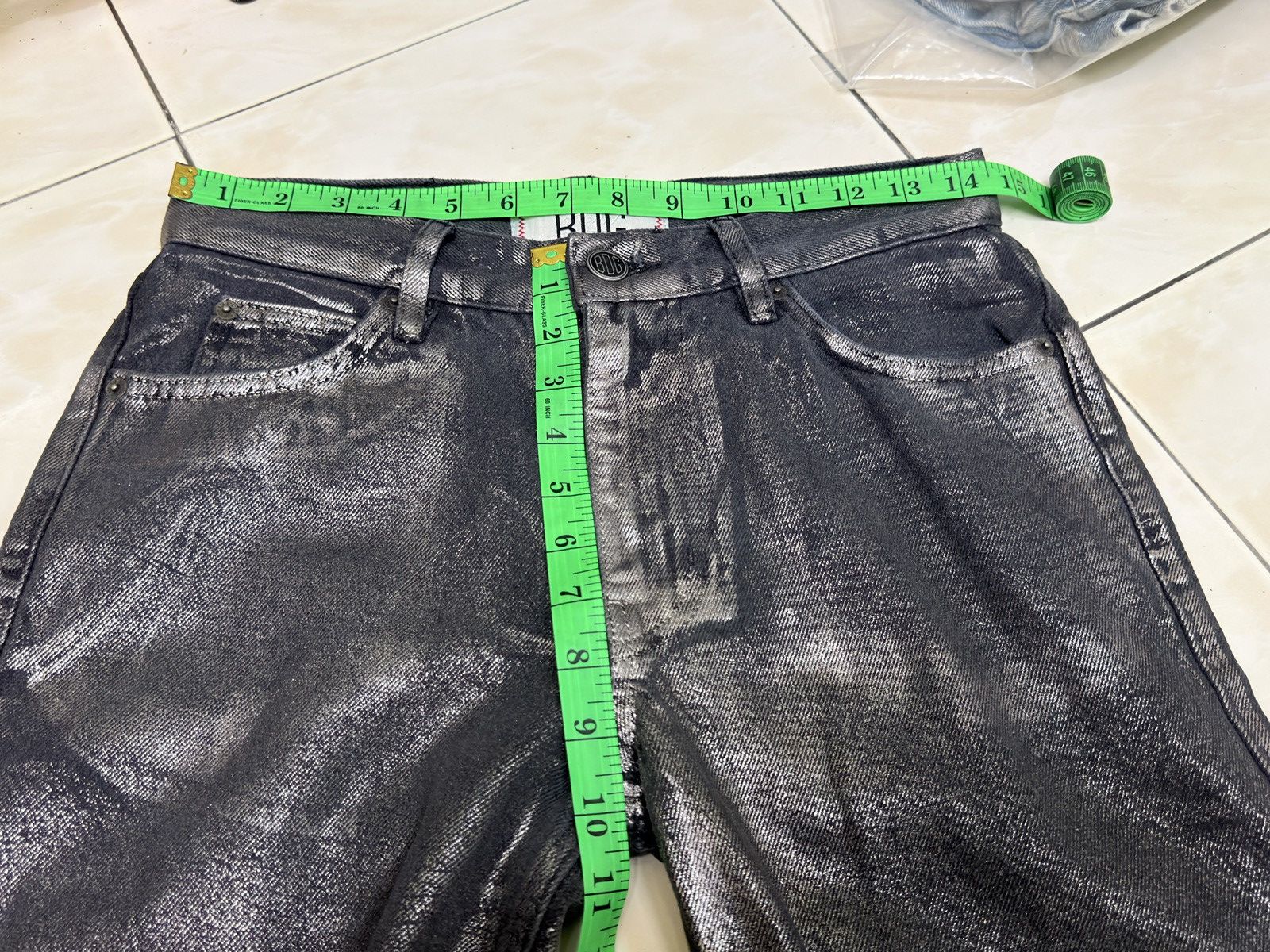 5351 POUR LES HOMMES BDG Metallic Coated Black Skinny Jeans Y2K Futuristic Punk Size US 28 / EU 44 - 16 Thumbnail