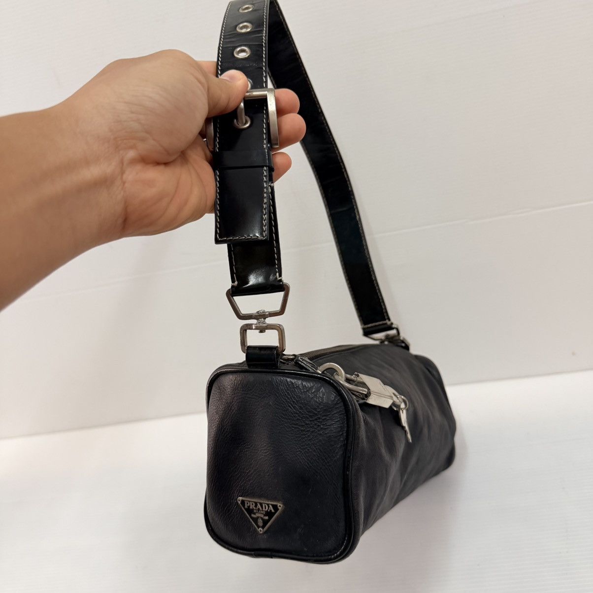 Prada Prada Black Leather Dinner Bag Size ONE SIZE - 3 Thumbnail