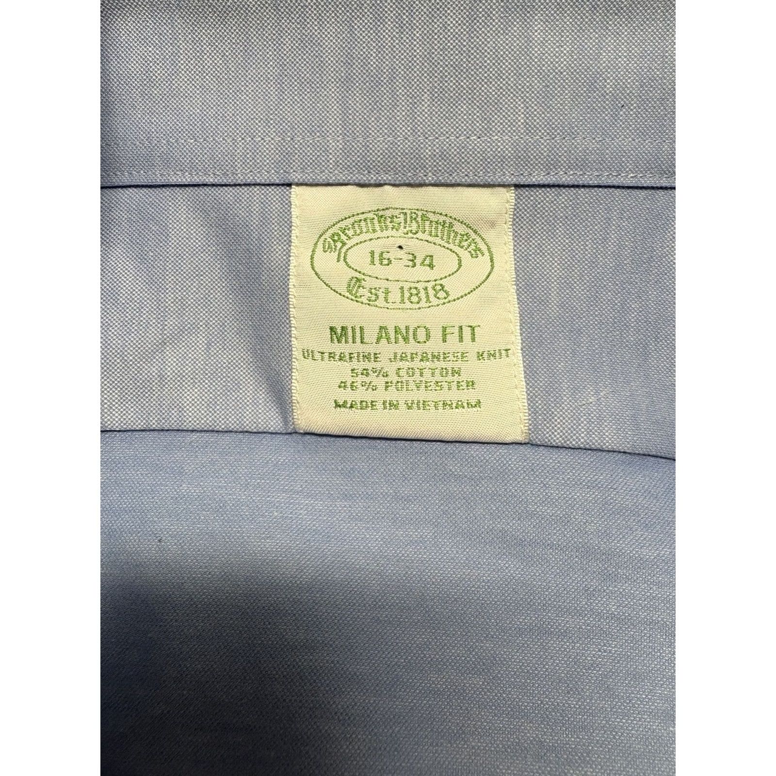 Brooks Brothers Brooks Brothers Milano Shirt Mens 16 Blue Button-Down Cotton Knit Dress Shirt Long Sleeve Size US L / EU 52-54 / 3 - 5 Thumbnail