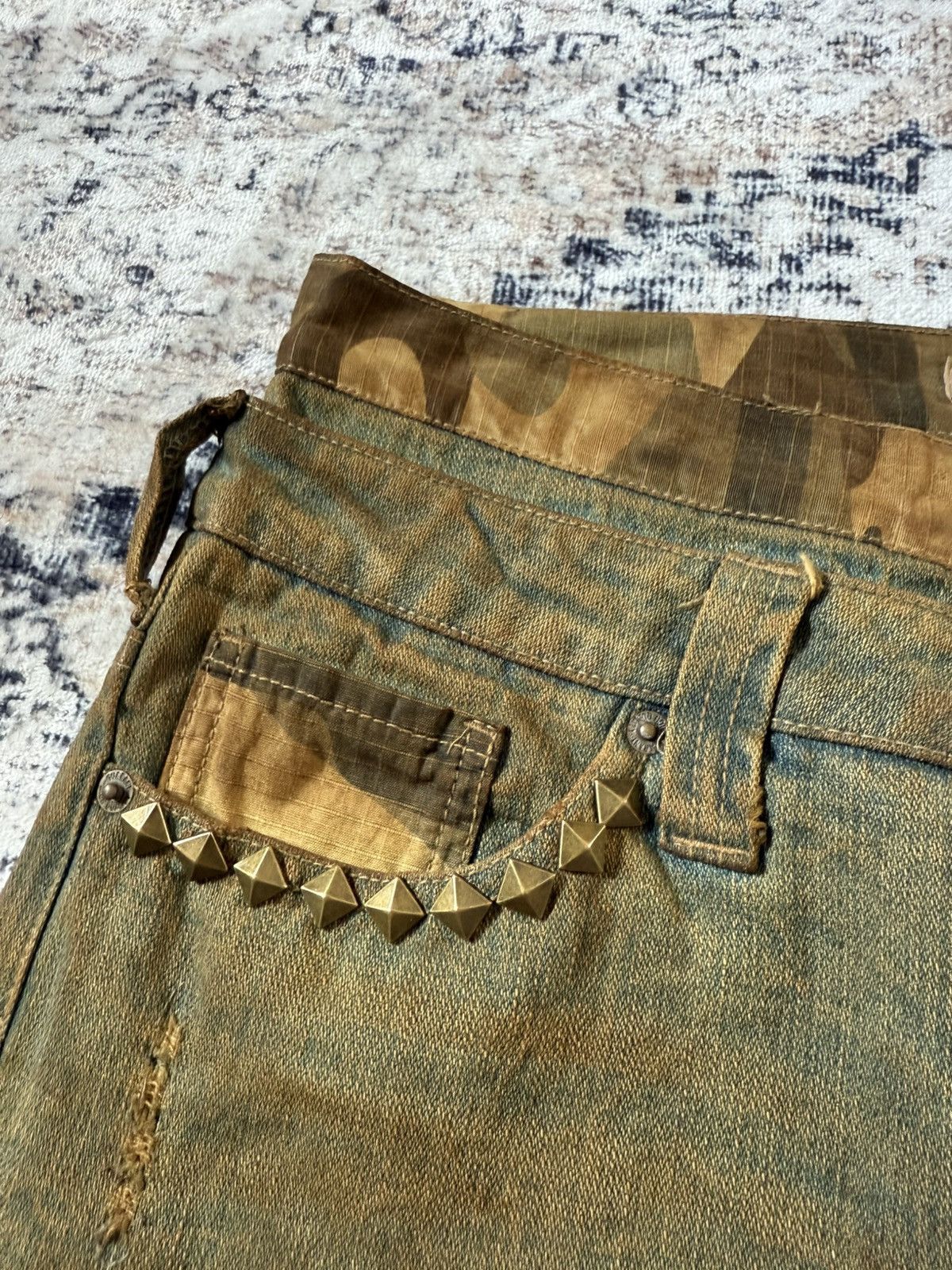 If Six Was Nine Daily Topics Mud Wash Double Waist Pierced Studded Jeans Size US 30 / EU 46 - 5 Thumbnail