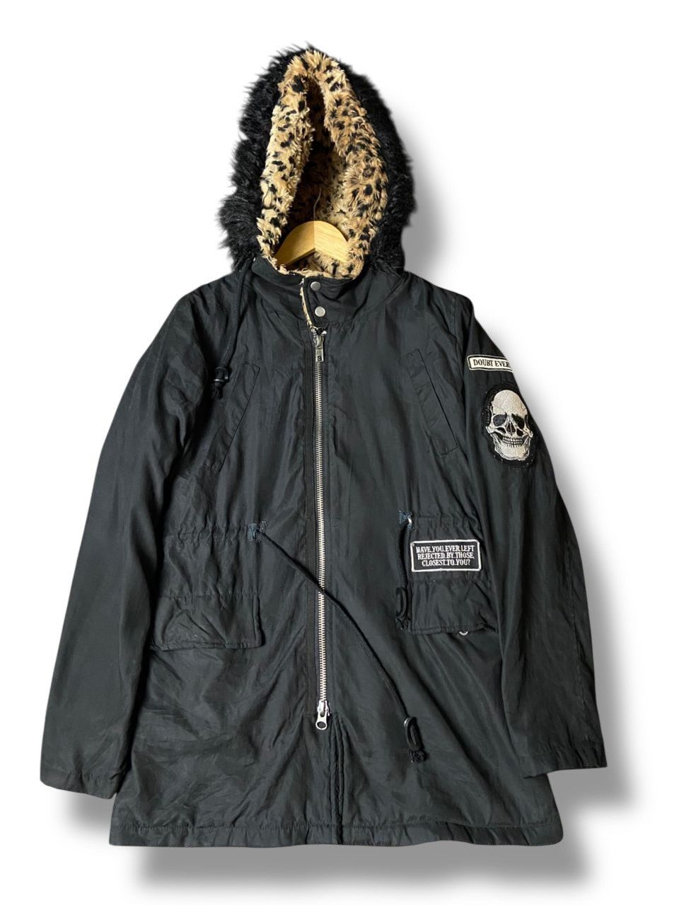 Japanese Brand Glad News Skull Dokuro Punk Hooded Boa Jacket (148) Size US XXS / EU 40 - 1 Thumbnail
