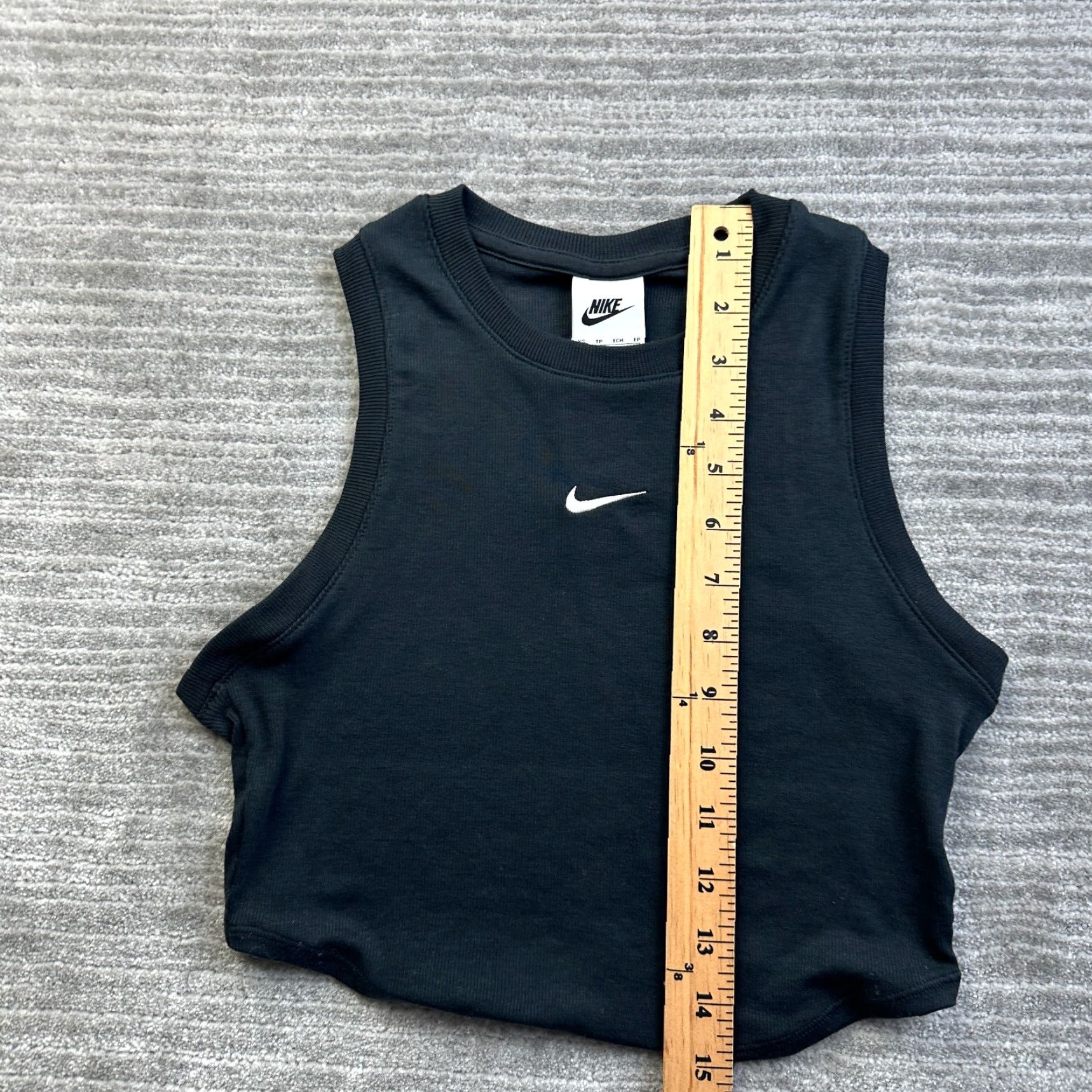 Nike Nike Shirt Womens XS Essentials Ribbed Cropped Tank Top Center Swoosh Black Size XS / US 0-2 / IT 36-38 - 7 Thumbnail