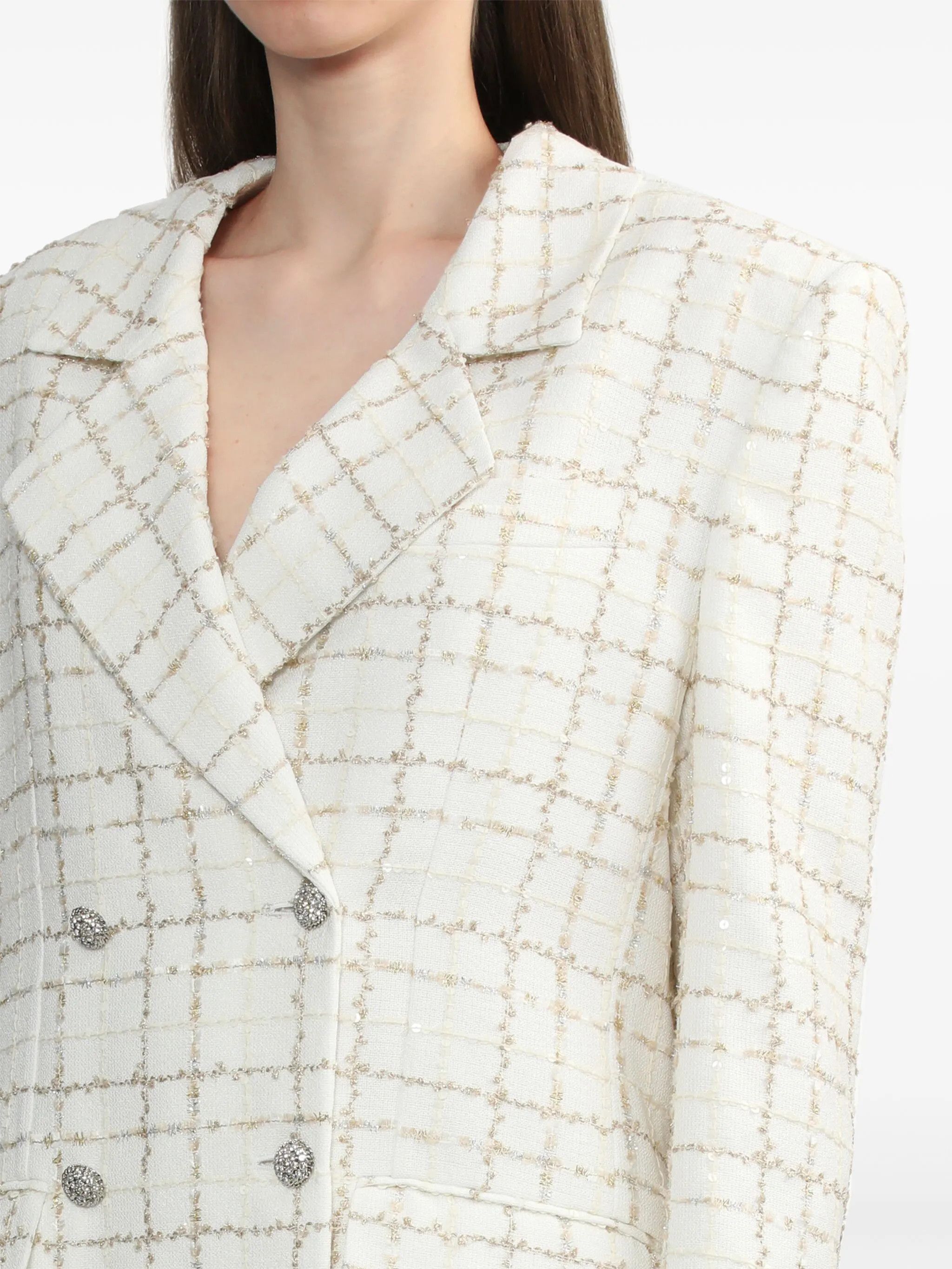 Alessandra Rich o1s22i1n0225 Double-breasted Jacket in White Size S / US 4 / IT 40 - 5 Thumbnail