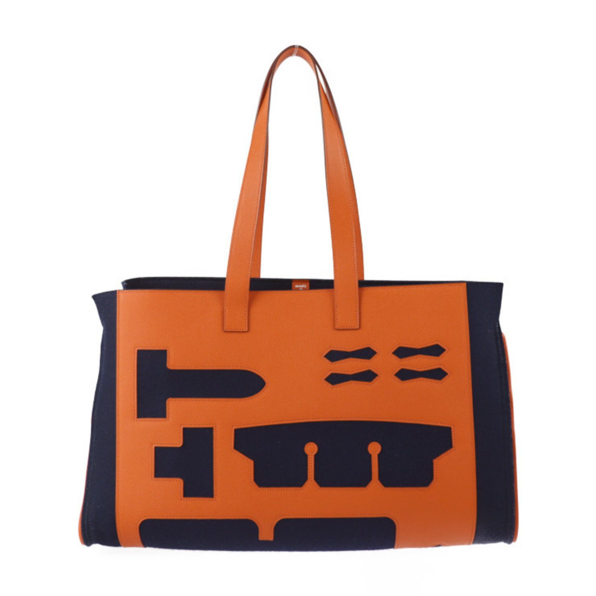 Hermes Hermes Tote GM Petit H Bag 1040008-62 Epsom Felt Orange Navy  Shoulder | Grailed