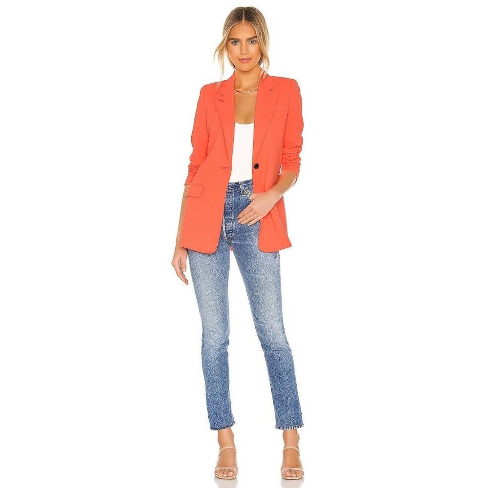 SMYTHE Smythe Tailored Blazer Size 4 Womens Neon Tangerine Jacket Size S / US 4 / IT 40 - 3 Thumbnail