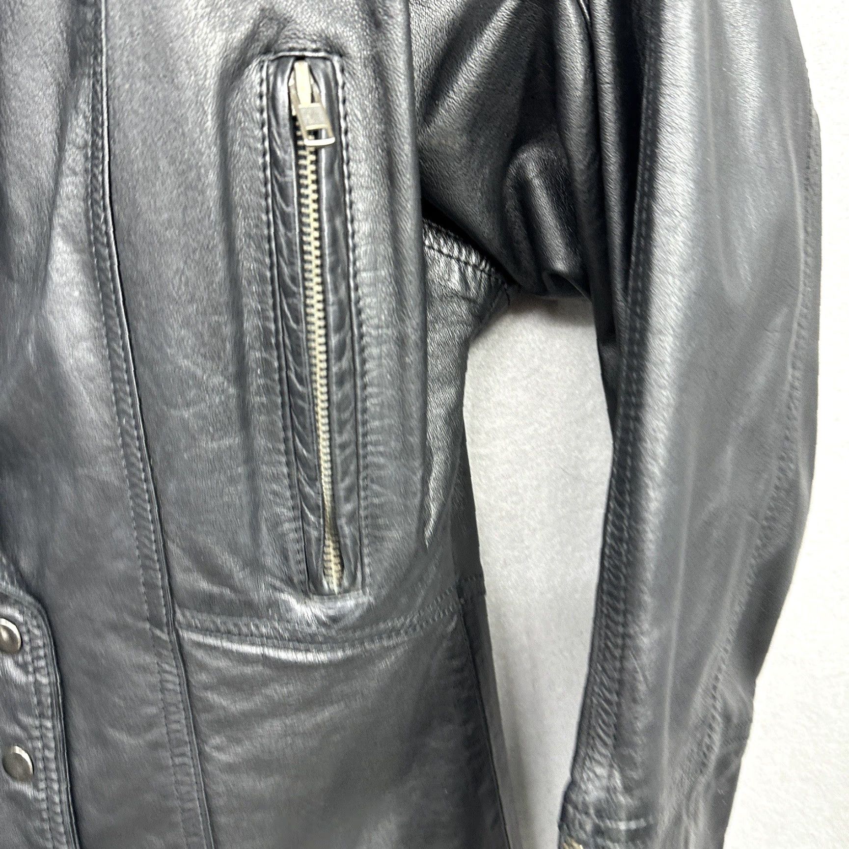 Vintage VINTAGE Together Leather Jacket Women Size 10 Black Moto Western Fringe Long Sleeve Size L / US 10 / IT 46 - 5 Thumbnail