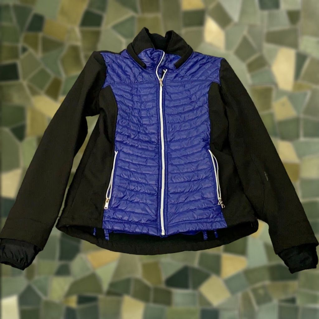 Vintage VINTAGE Halifax Traders Jacket Womens Medium Black Blue Down Quilted Mixed Media Zip Size M / US 6-8 / IT 42-44 - 1 Thumbnail