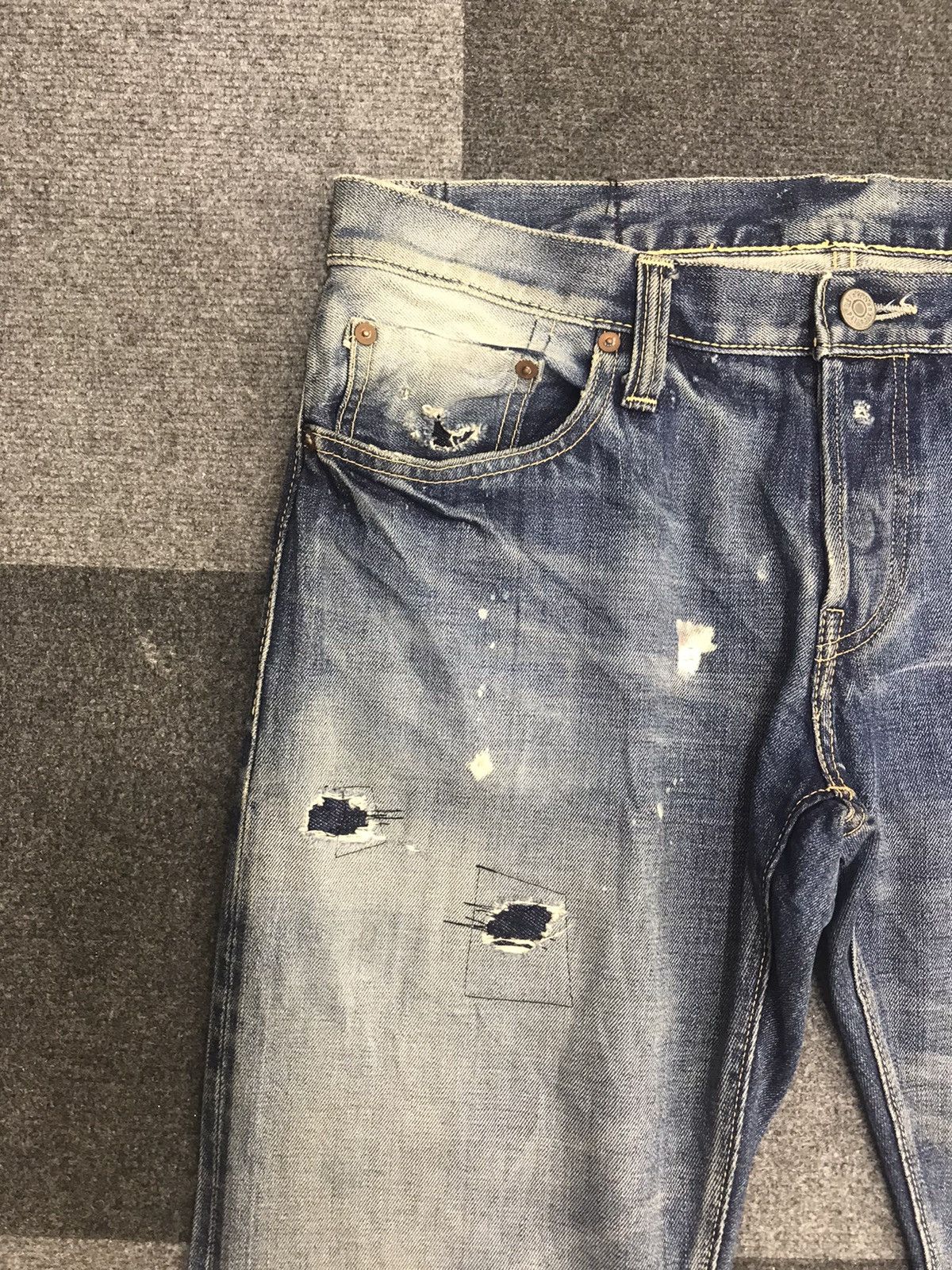 Japanese Brand fin&Sons Japan Distressed Redline Selvedge Jeans Size US 34 / EU 50 - 5 Thumbnail