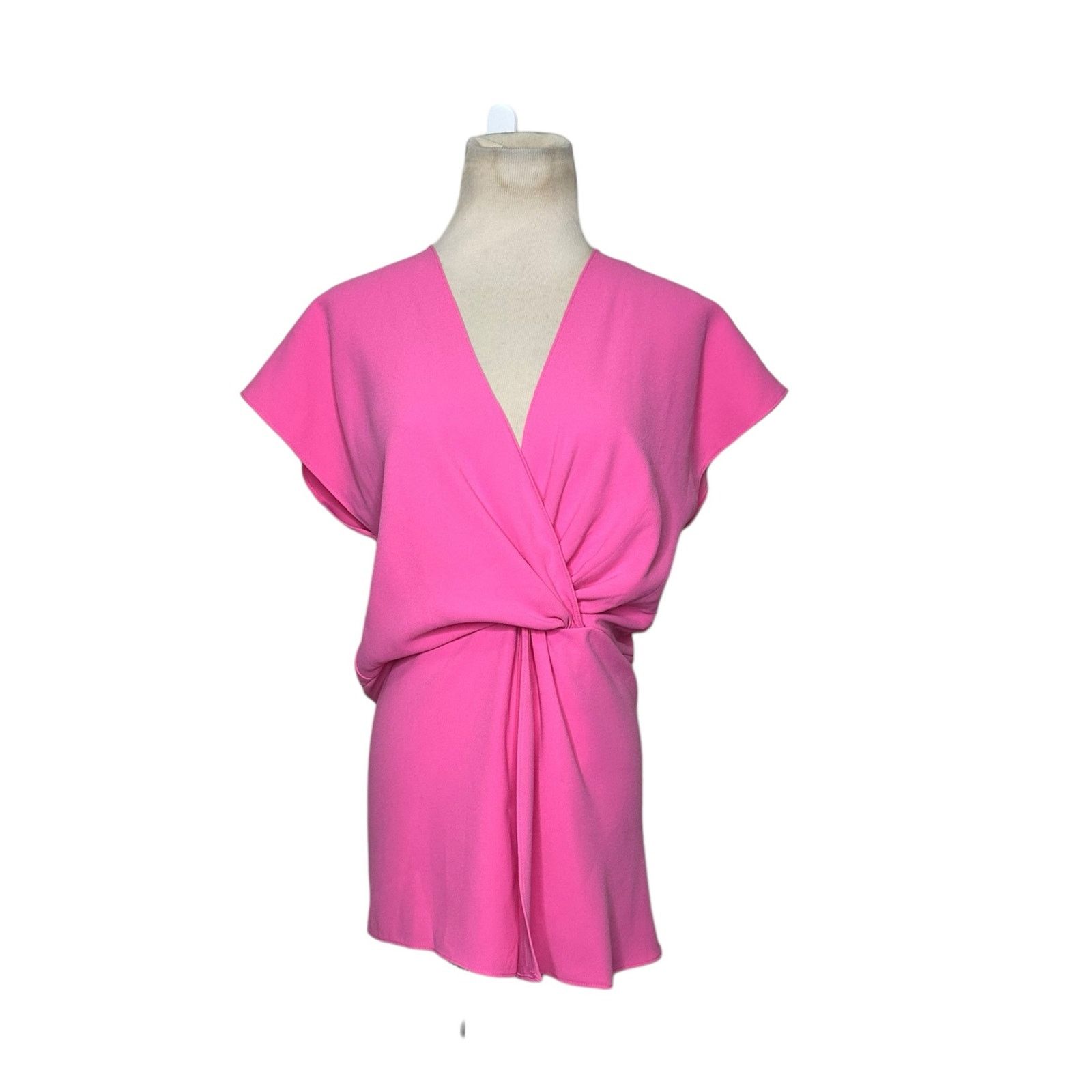 Zara Zara pink deep V neck crossed twist blouse size Medium Size M / US 6-8 / IT 42-44 - 13 Thumbnail