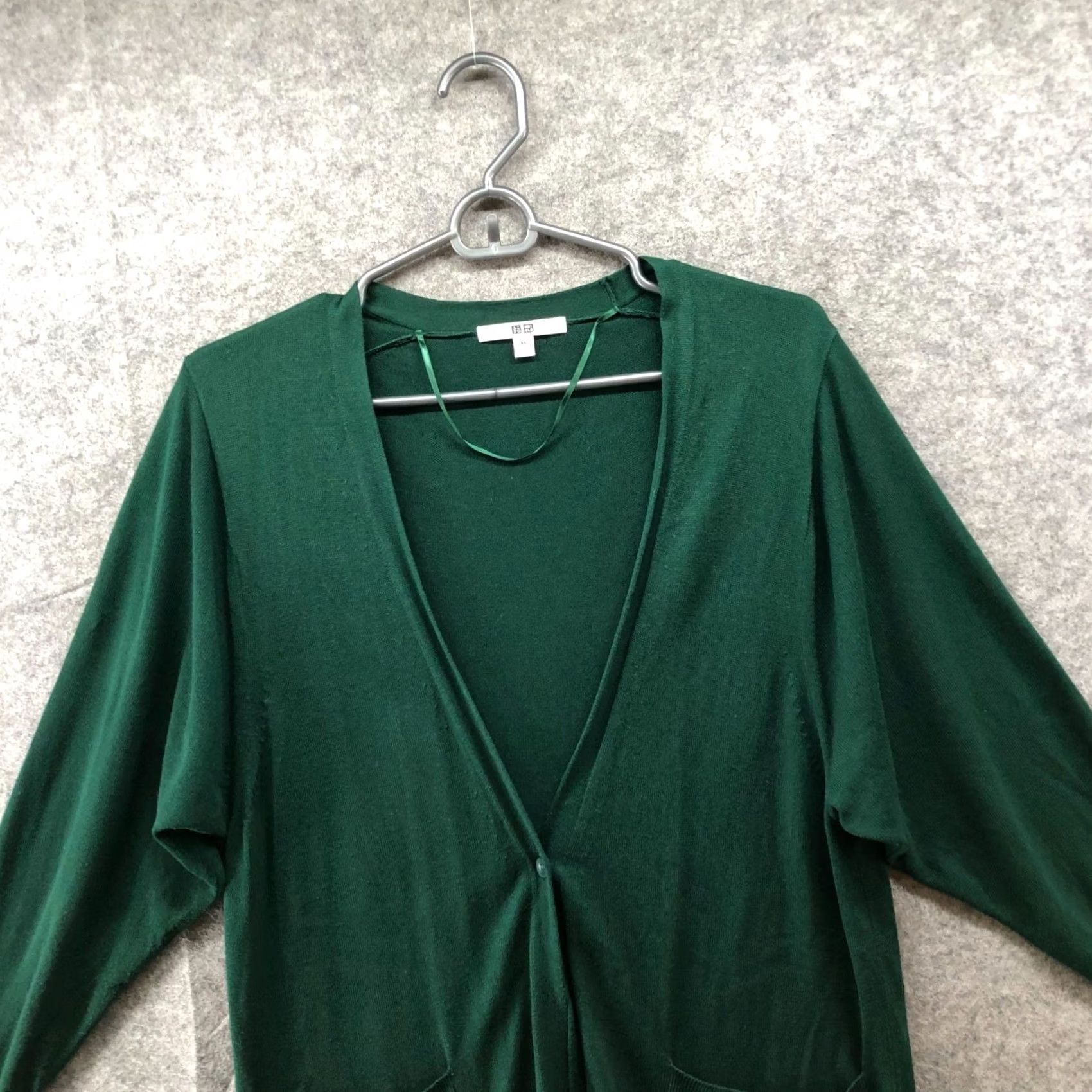 Uniqlo Uniqlo Cardigan Womens XS Forest Green V-Neck Button Front Lightweight Longline Knit Sweater Size XS / US 0-2 / IT 36-38 - 3 Thumbnail