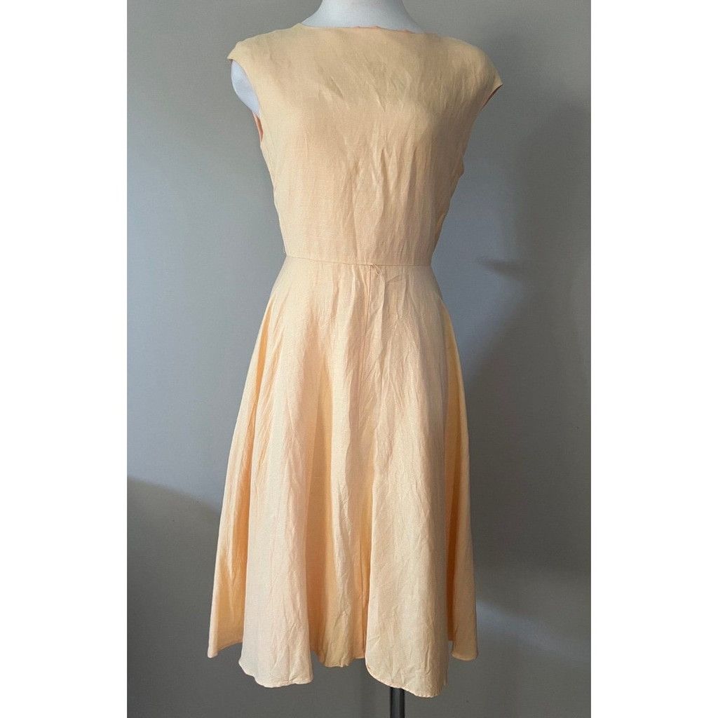 Vintage 90s - Y2K Yellow Linen Spring Summer Dress - Liz Baker sz 8P Size M / US 6-8 / IT 42-44 - 8 Thumbnail