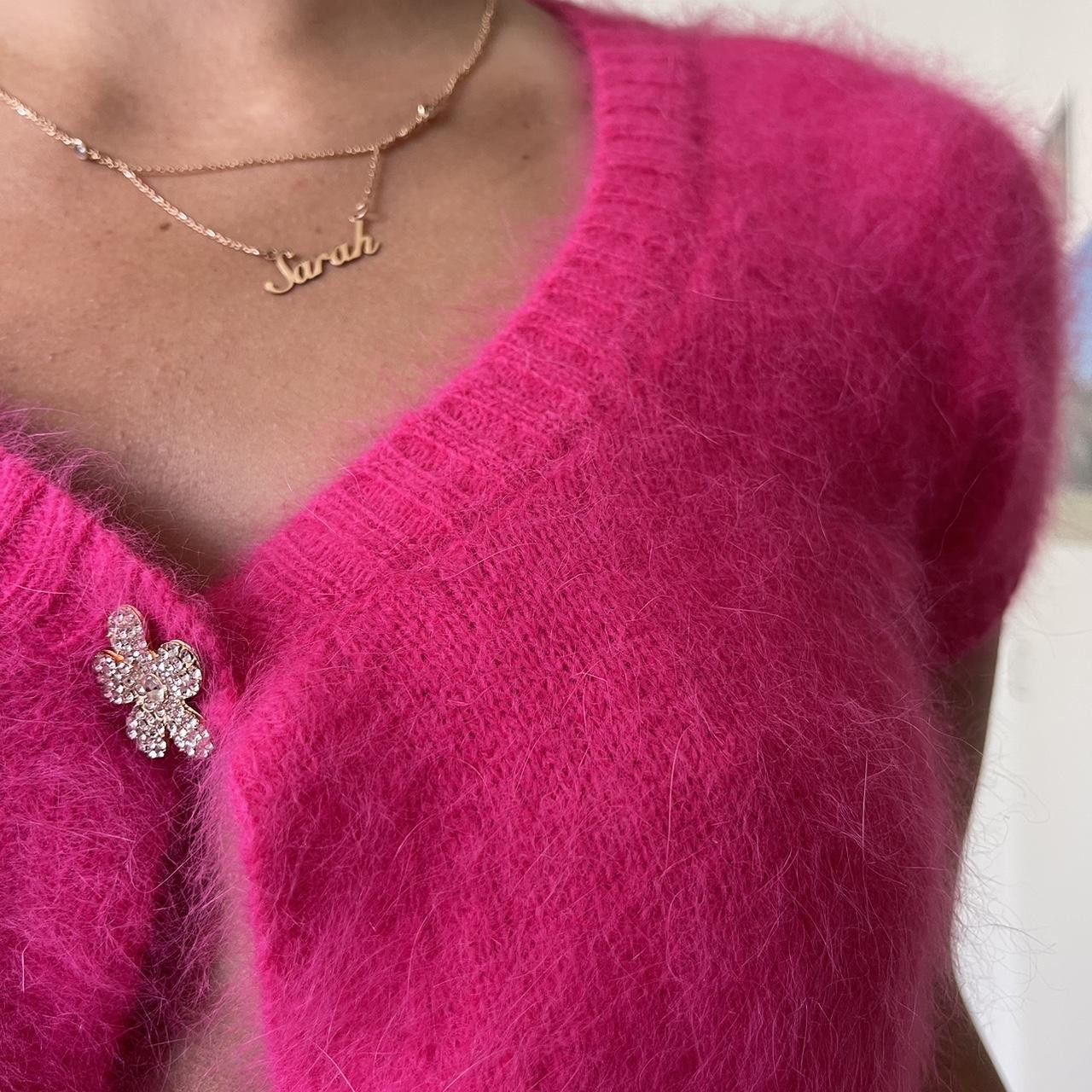 Guizio Fuzzy mohair pink open micro cardigan Size S / US 4 / IT 40 - 1 Thumbnail