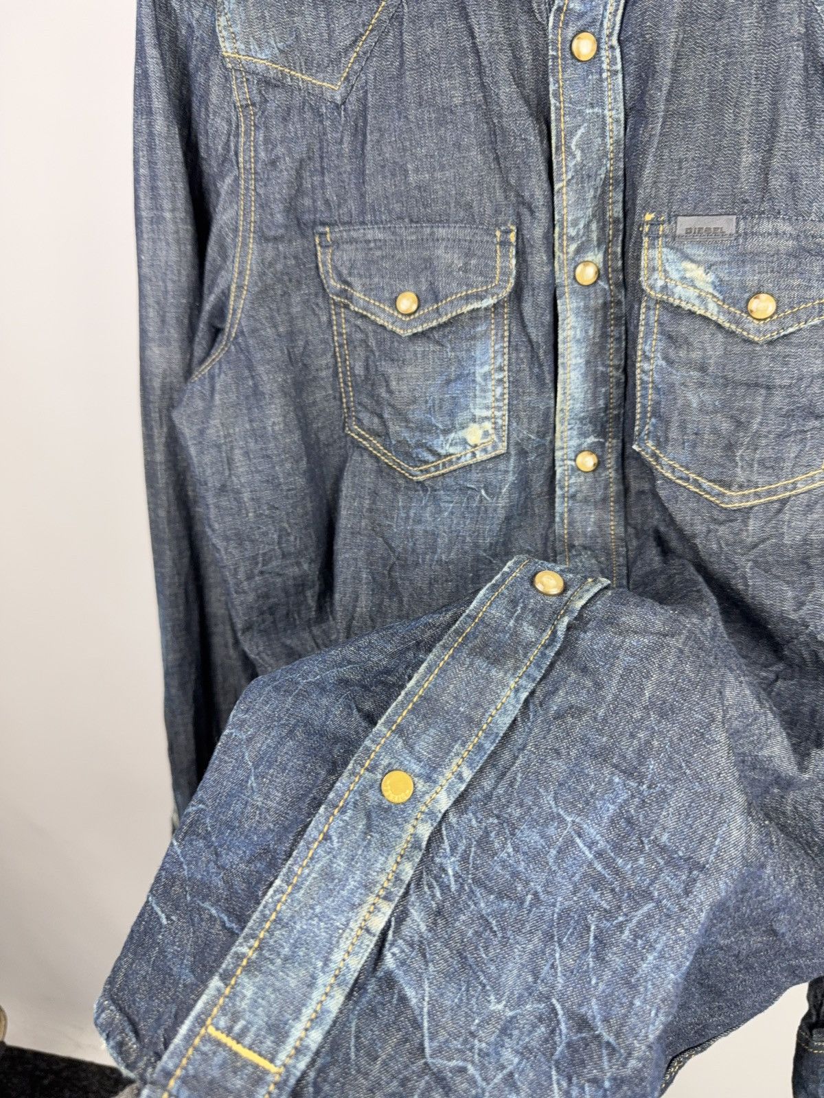 Diesel 00s Vintage Diesel Western Denim Shirt Faded Blue Cotton Size US L / EU 52-54 / 3 - 6 Thumbnail