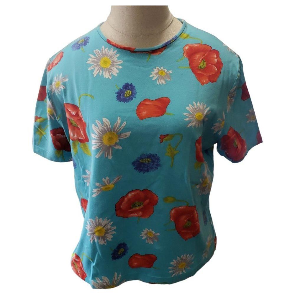 Designer CT901 ST. John Sport Aqua Floral Ladies T-shirt M Size M / US 6-8 / IT 42-44 - 1 Thumbnail