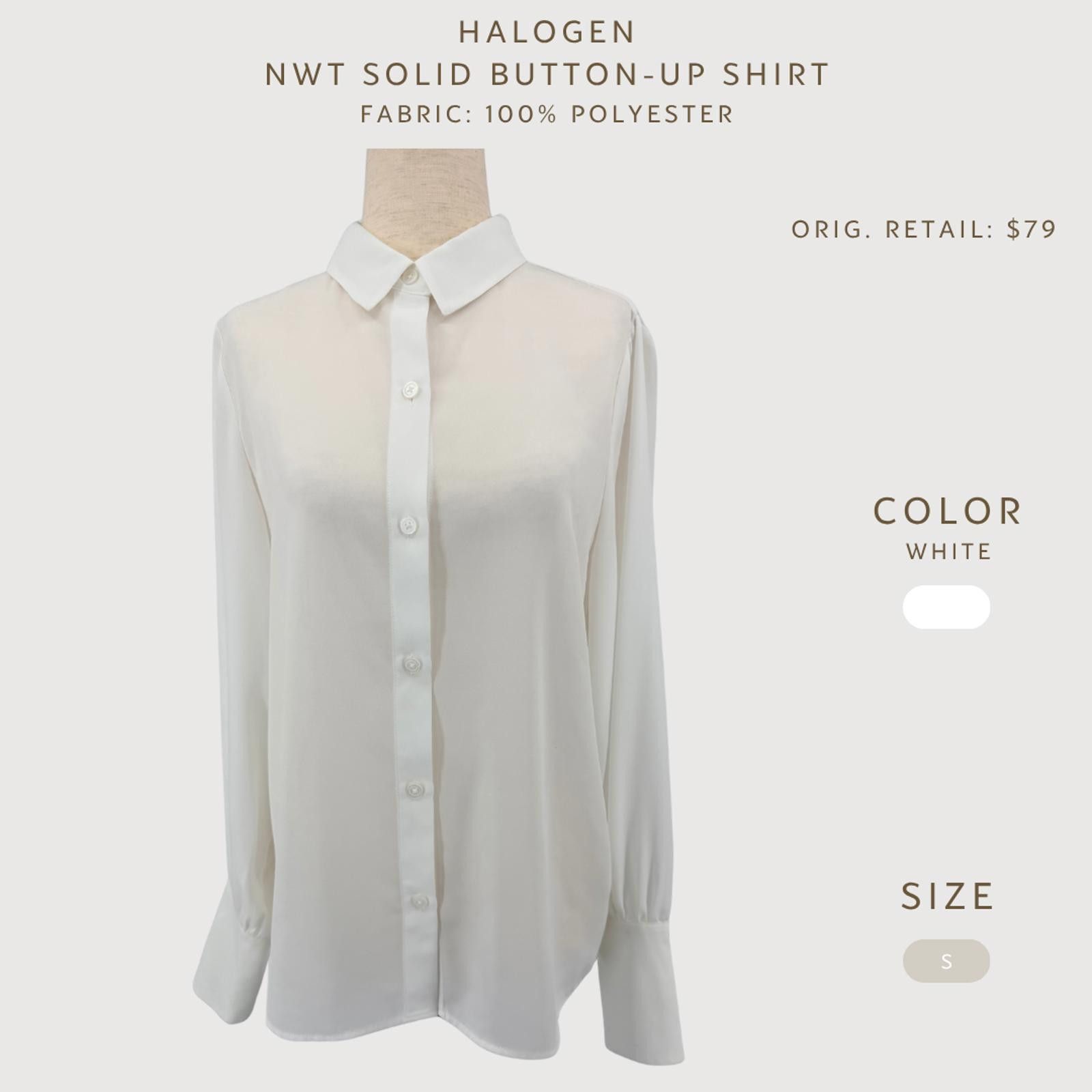 Other Halogen White Button Up Blouse NWT Long Sleeve S Size S / US 4 / IT 40 - 2 Thumbnail