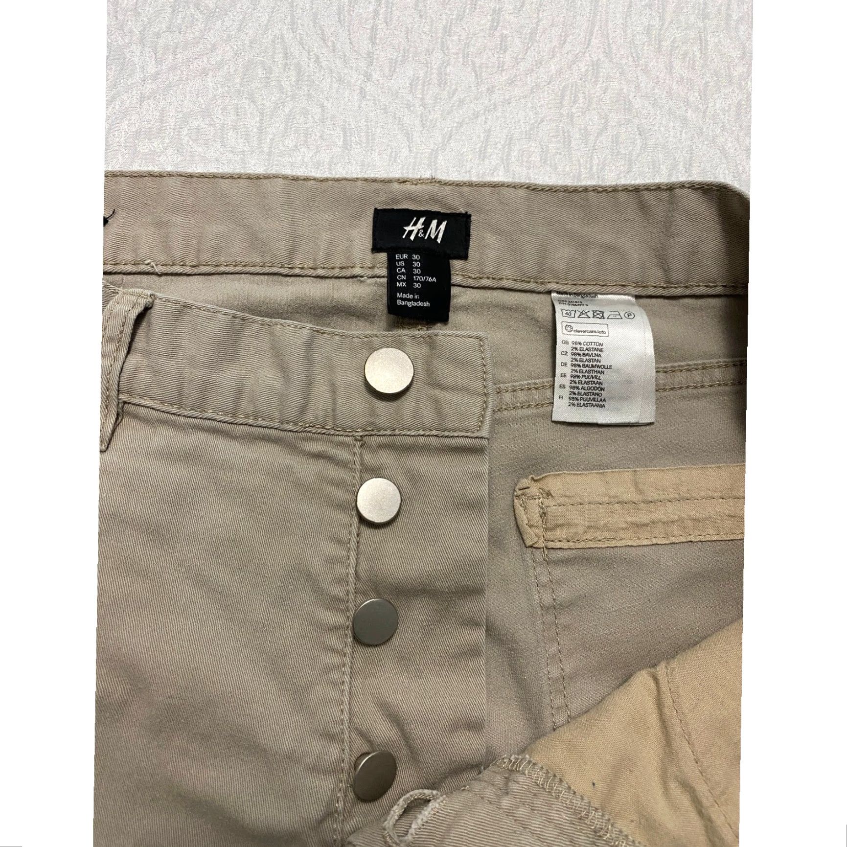H&M H&M Khaki Chino Pants Men Slim 30 Beige Straight Flat Front Zip Button Casual Pants Size US 30 / EU 46 - 6 Thumbnail