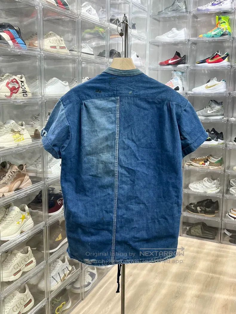 Greg Lauren Greg Lauren Denim Spliced Sleeveless Jacket Size US XL / EU 56 / 4 - 5 Thumbnail