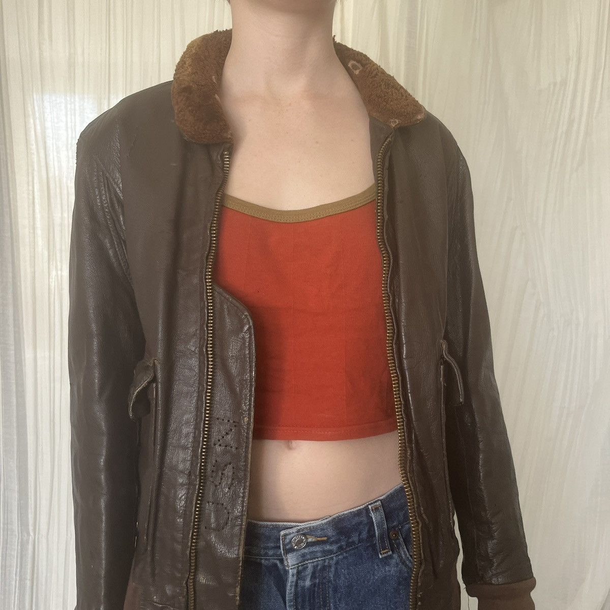 Vintage UNISEX Vintage Leather Pilot Jacket Size US S / EU 44-46 / 1 - 1 Thumbnail