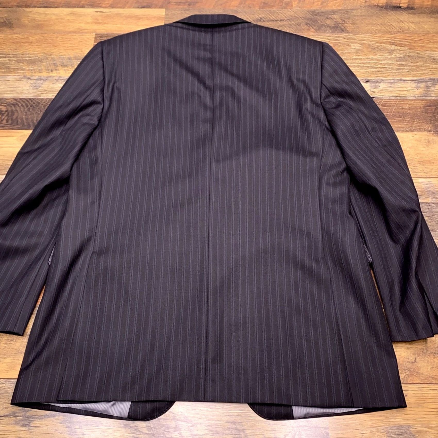 Jack Victor Jack Victor 2 Piece Suit Black Striped Pants 36x29 Cuffed Canada Wool 110 Super 2 Piece Mens Regular Formal Wedding Size 42R - 3 Thumbnail