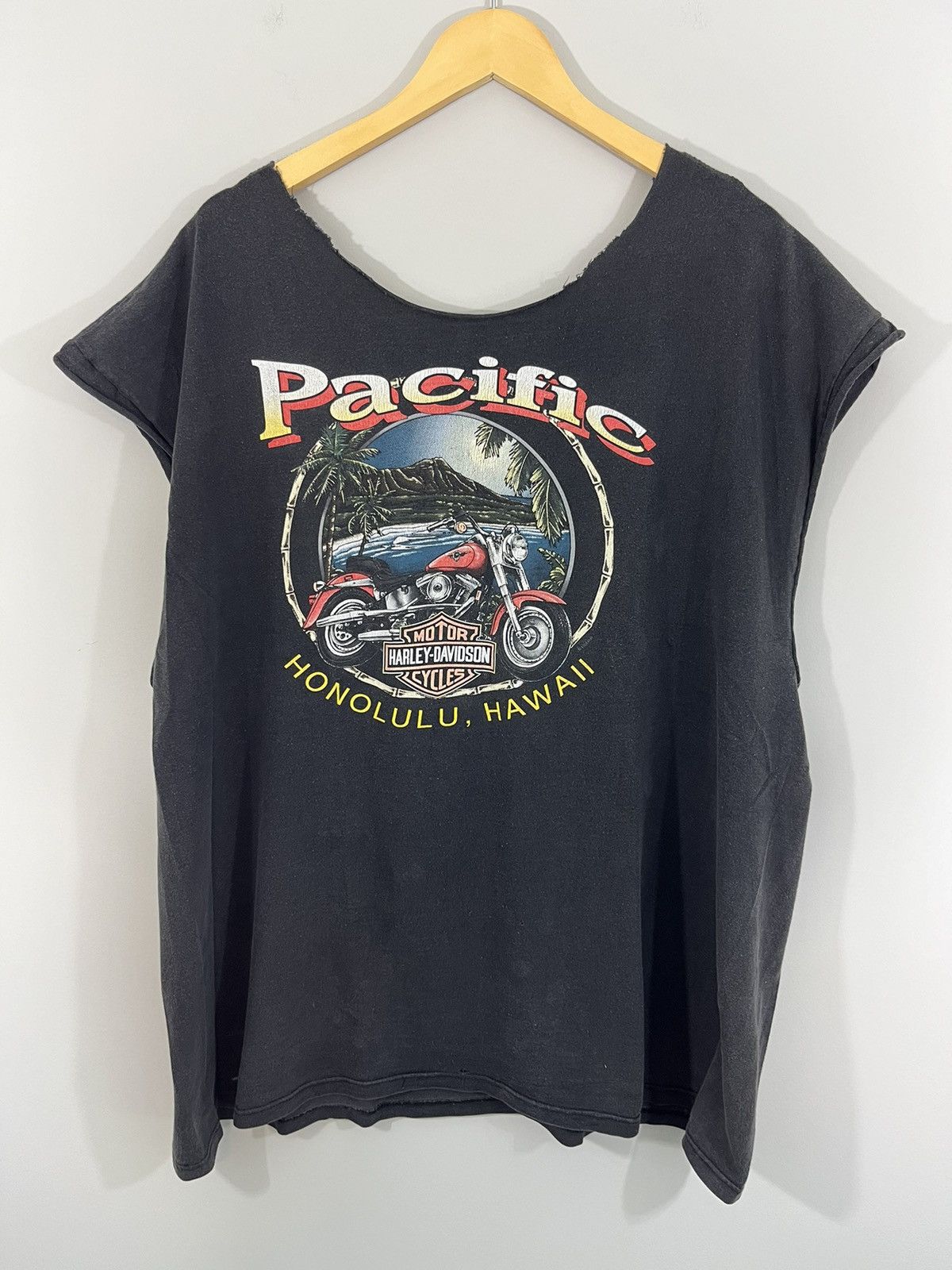 Vintage Harley Davidson Hawaii Sun Faded Thrashed Vintage Cut Off Size US XXL / EU 58 / 5 - 6 Thumbnail
