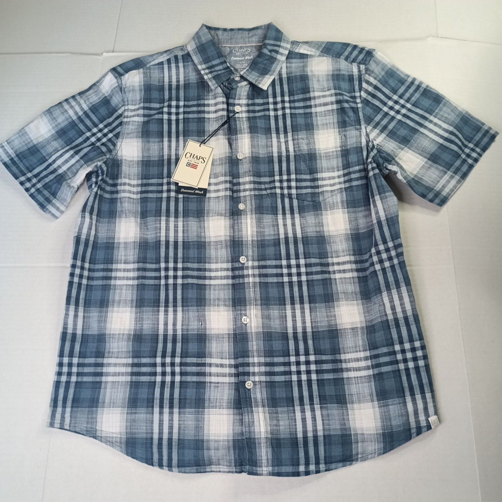 Chaps Chaps Seacoast Wash Chambray Woven Shirt Men's L Blue Plaid Size US L / EU 52-54 / 3 - 1 Thumbnail