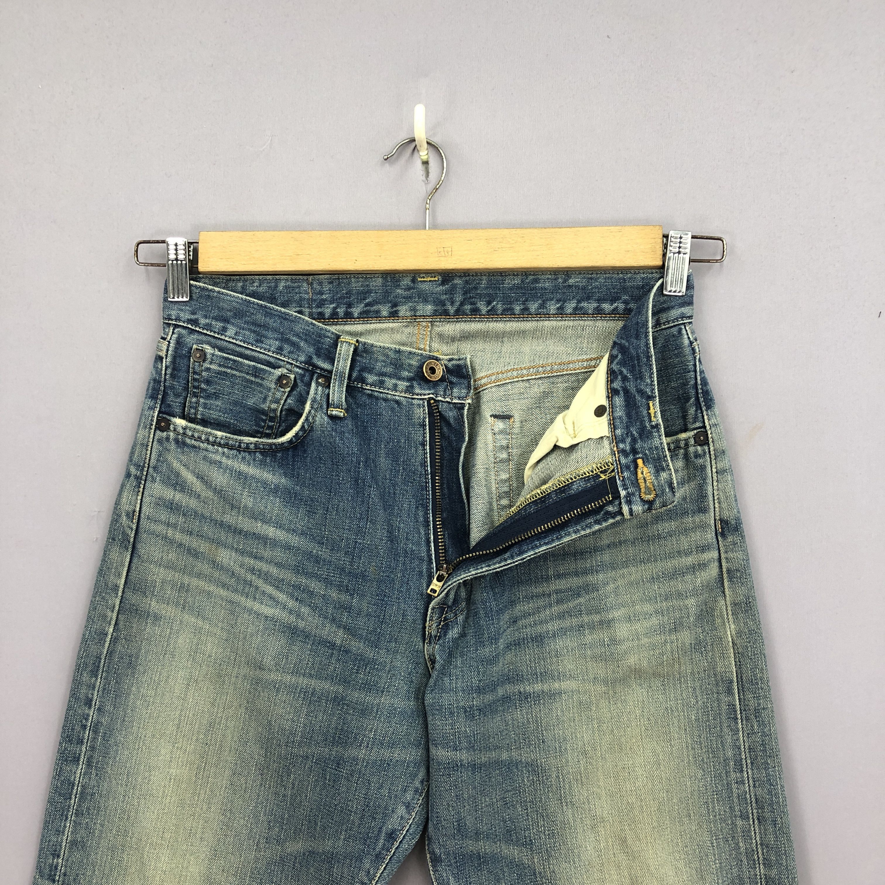 Japanese Brand Vintage Edwin 505x Selvedge Jeans 90s Mud Wash Faded Denim Size US 30 / EU 46 - 6 Thumbnail