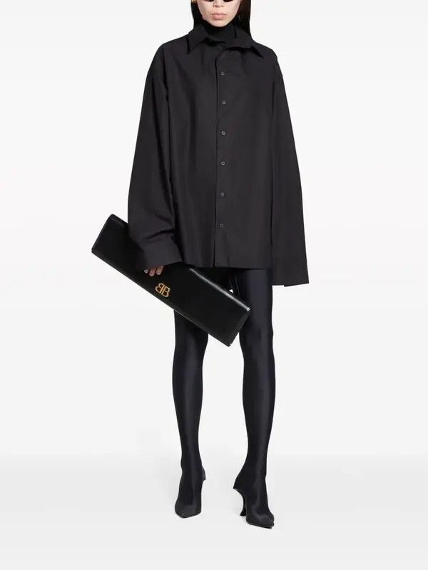Balenciaga o1bcso1str1025 Kick Collar Shirt Large Fit in Black Size US S / EU 44-46 / 1 - 2 Thumbnail