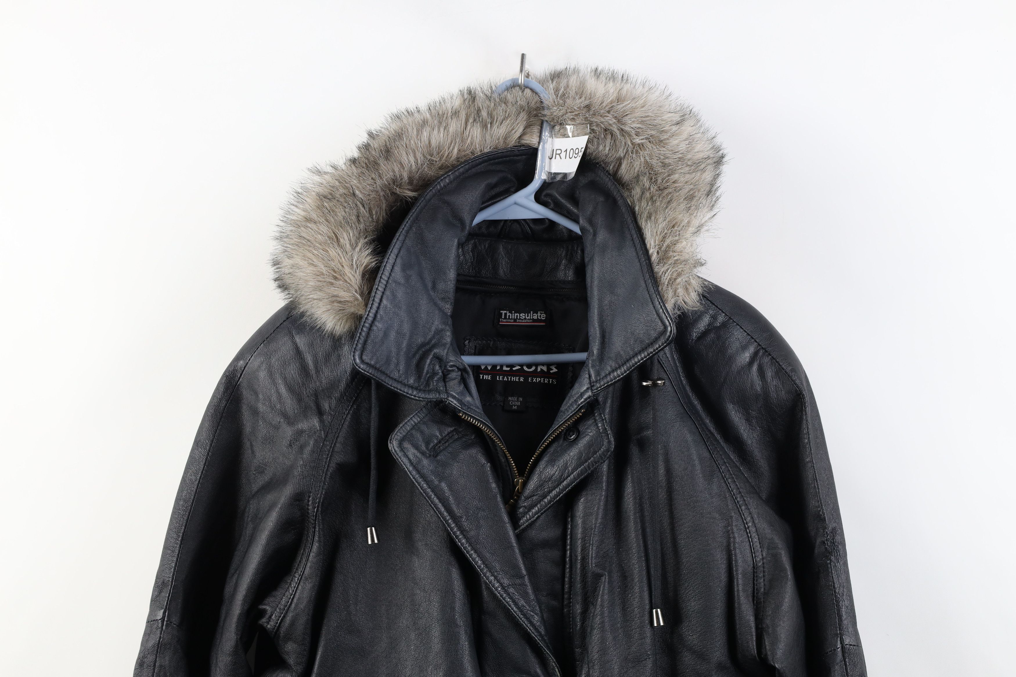 Vintage Vintage 90s Streetwear Hooded Toggle Button Leather Jacket Size M / US 6-8 / IT 42-44 - 2 Thumbnail