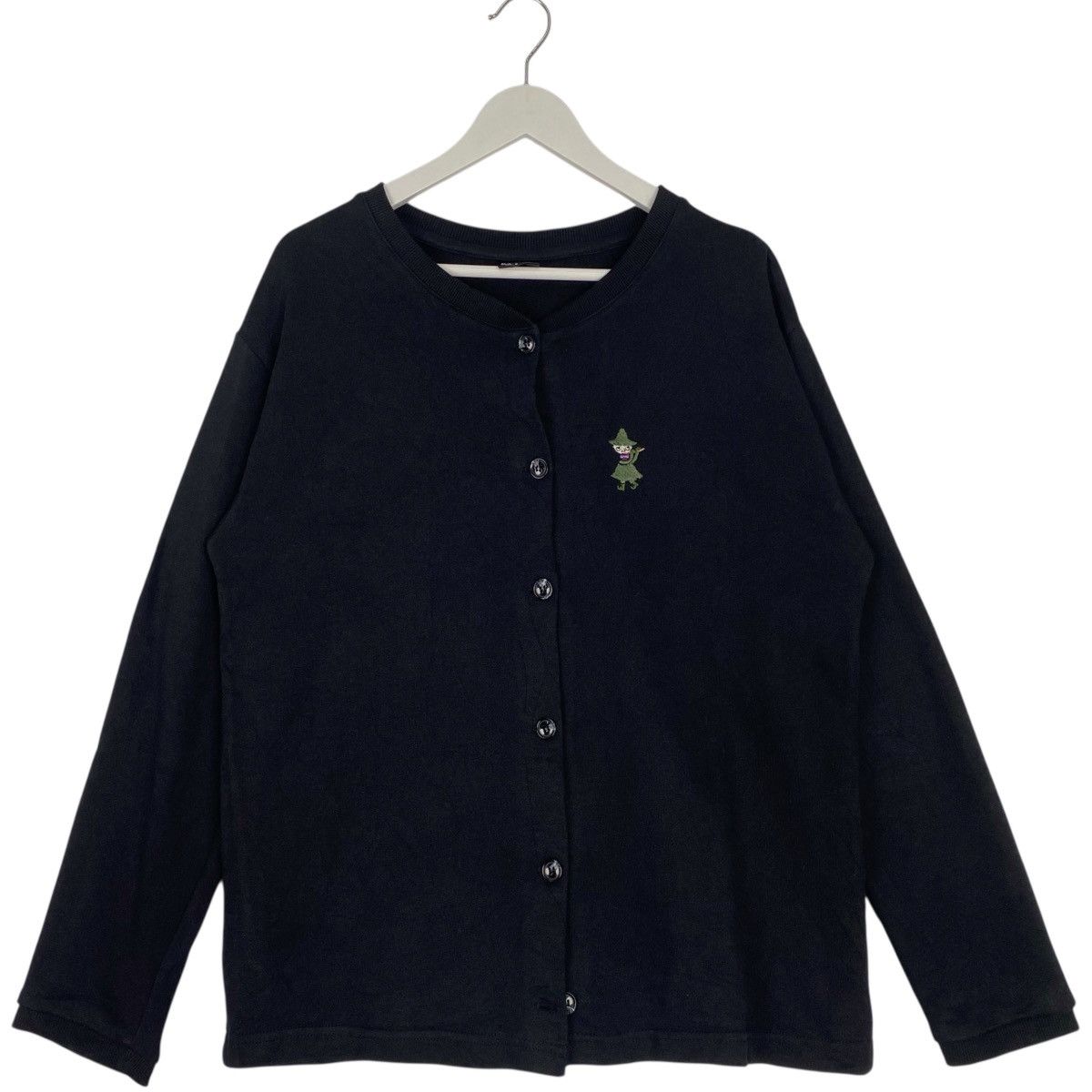 Vintage Moomin Full Button Black Baggy Style Pullover Size M