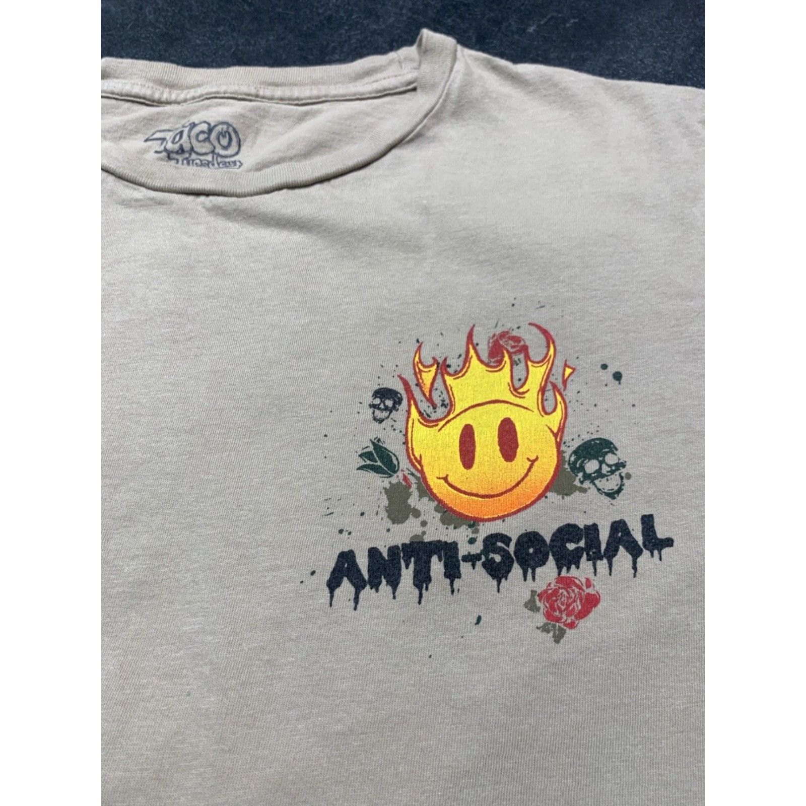 Vintage Taco Tuesday Mens Khaki Anti-social T-Shirt Medium Size US M / EU 48-50 / 2 - 3 Thumbnail
