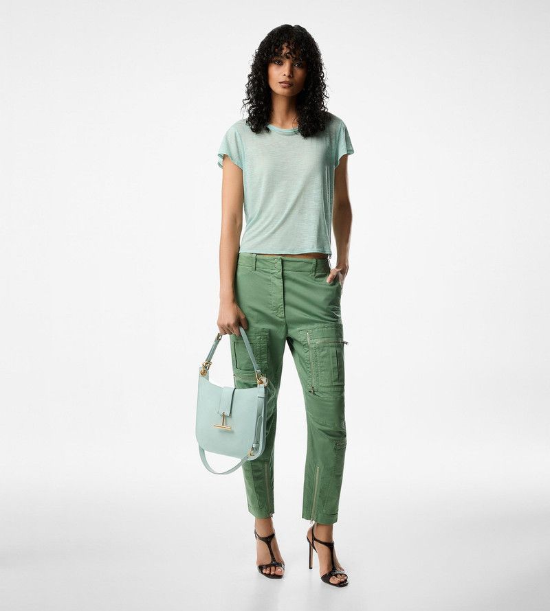Tom Ford o1sndg0526 TSJ567 Logo-plaque Jersey T-Shirt in Light Blue Size XXS / US 00 / IT 34 - 2 Thumbnail